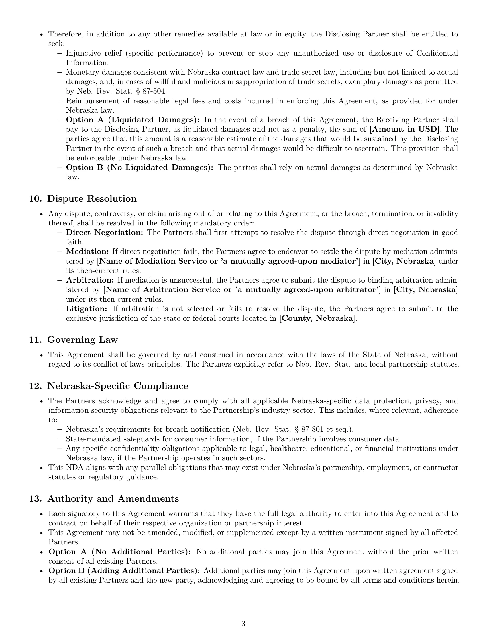 Preview page 3 of Pro Nebraska partnership nda template