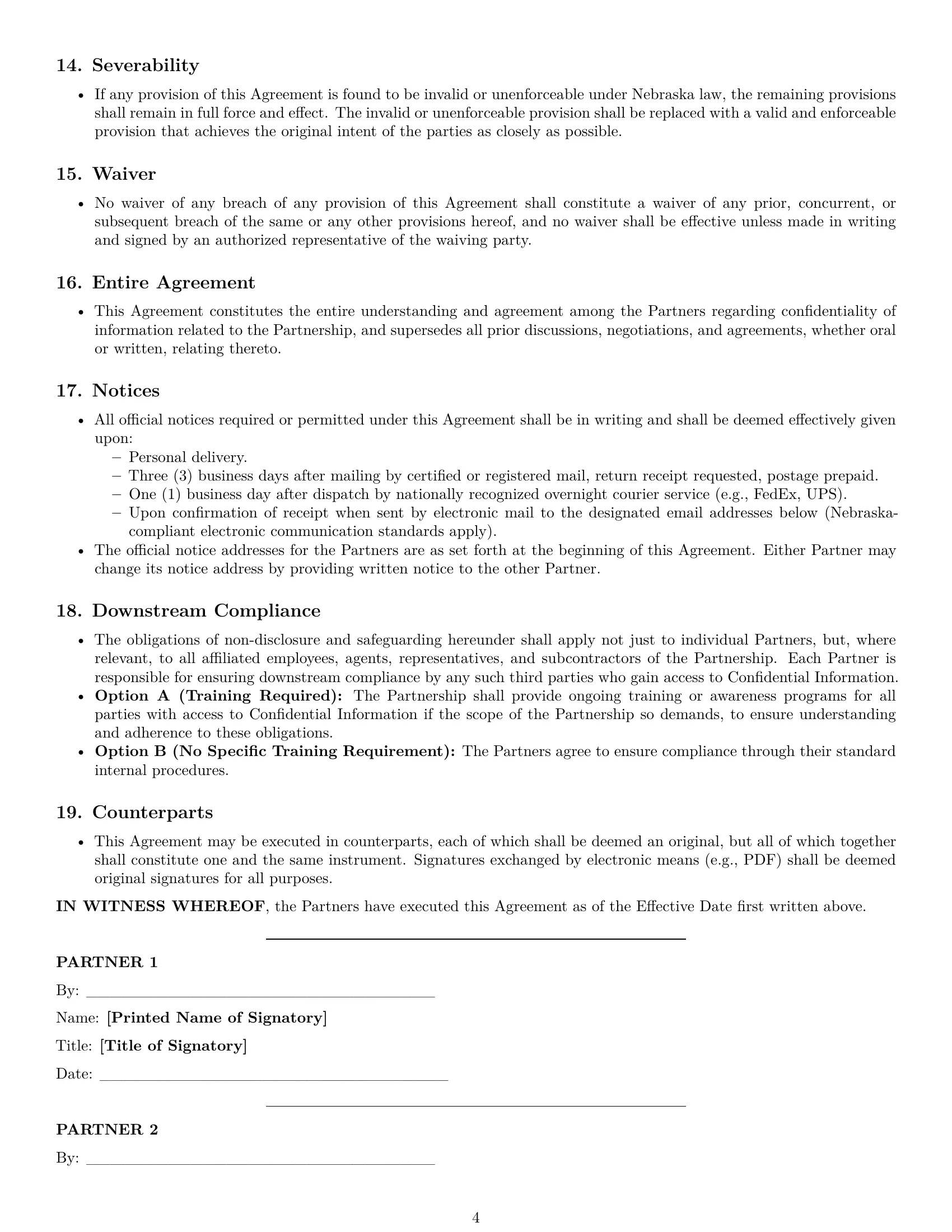 Preview page 4 of Pro Nebraska partnership nda template