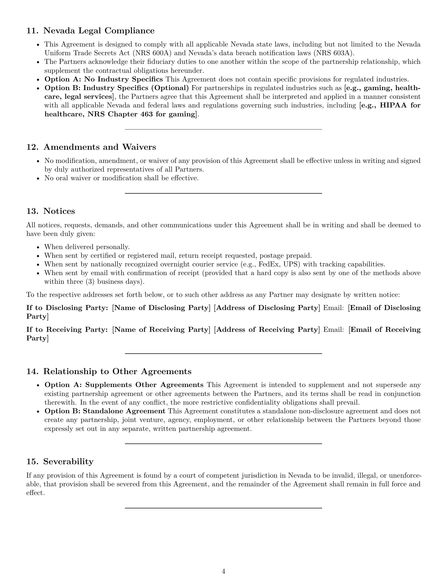 Preview page 4 of Pro Nevada partnership nda template