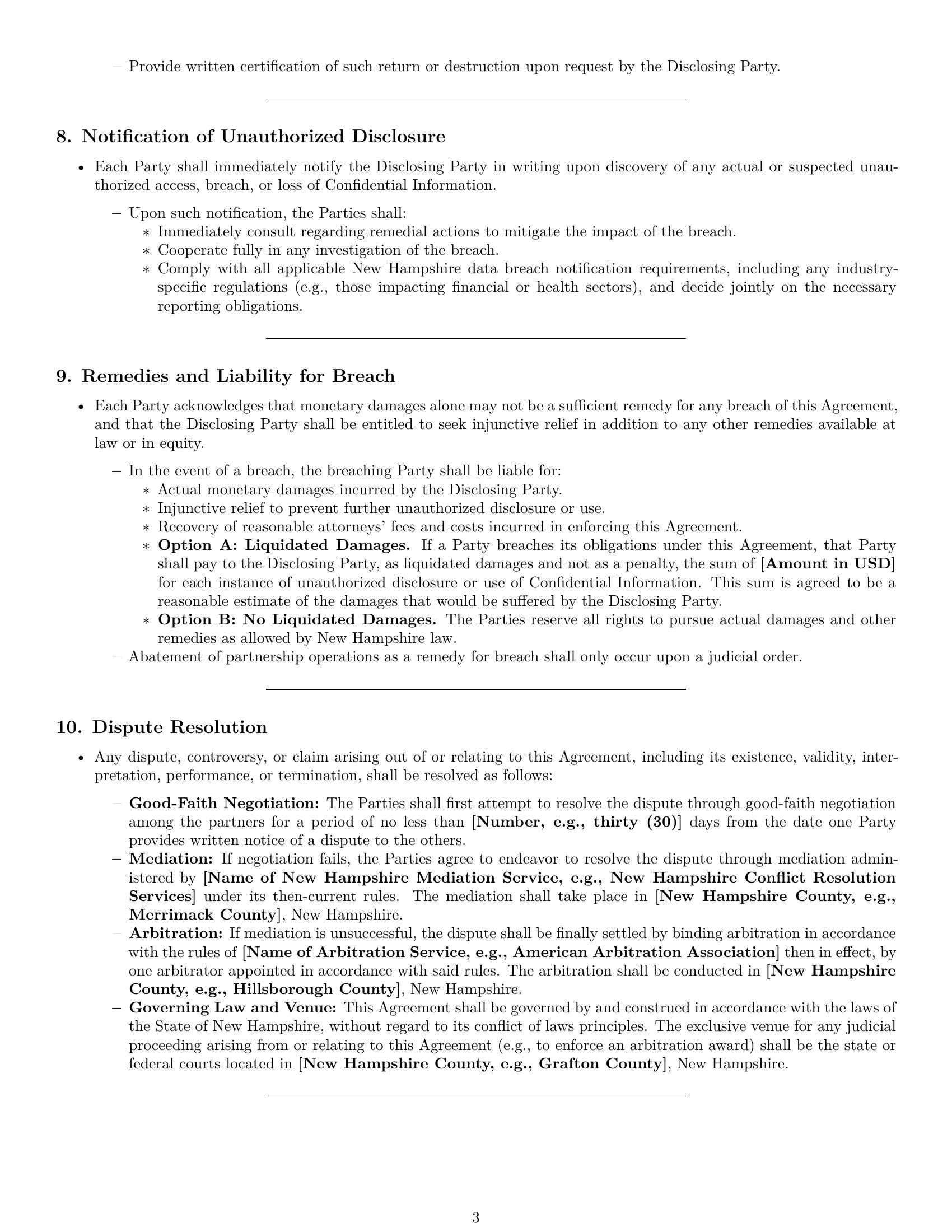 Preview page 3 of Pro New Hampshire partnership nda template