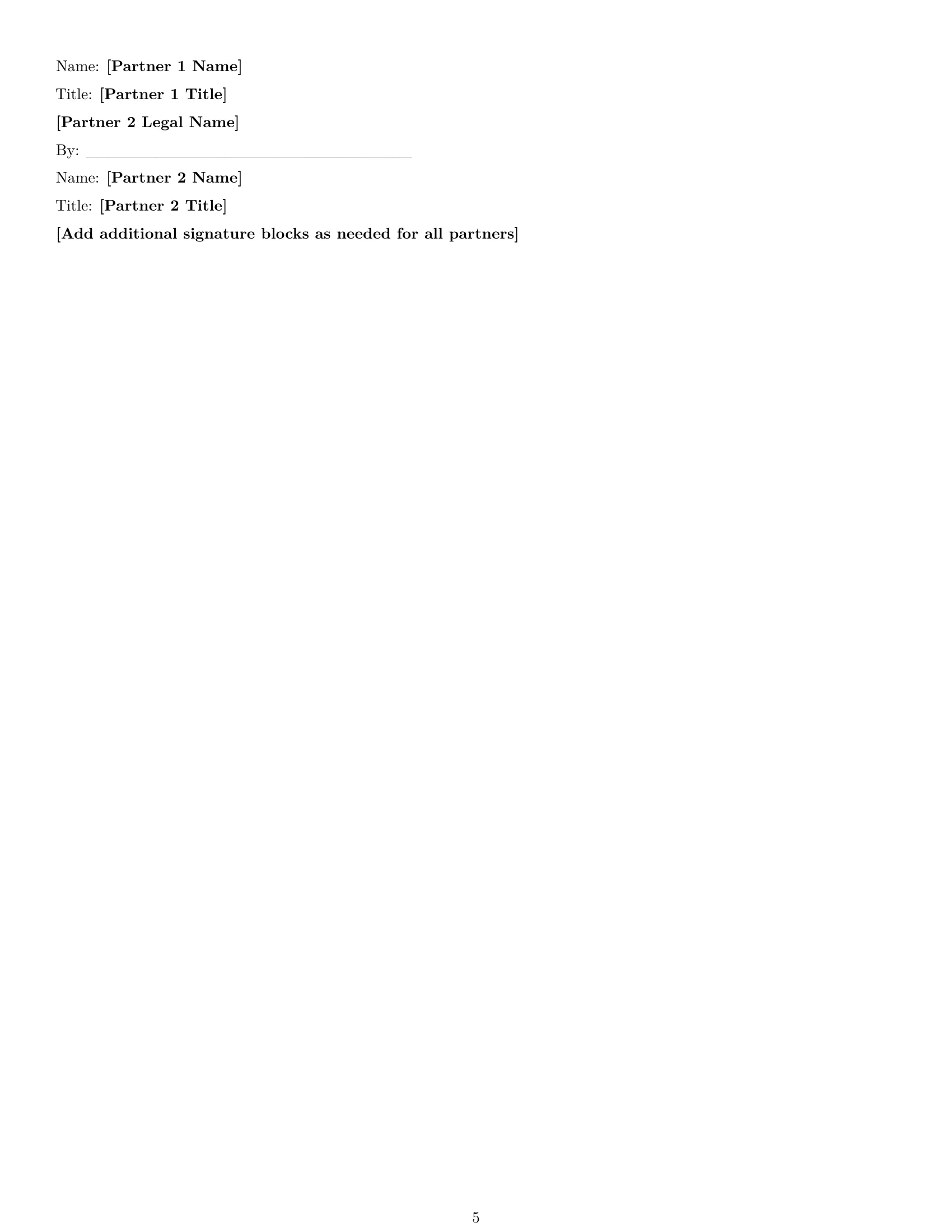 Preview page 5 of Pro New Hampshire partnership nda template