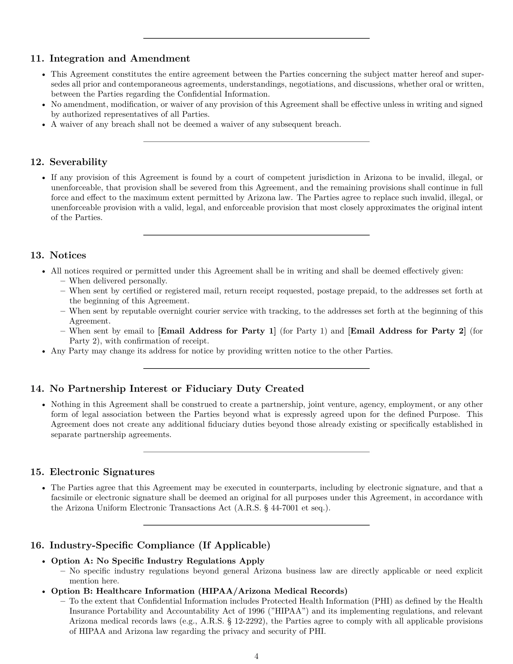 Preview page 4 of Pro Arizona partnership nda template