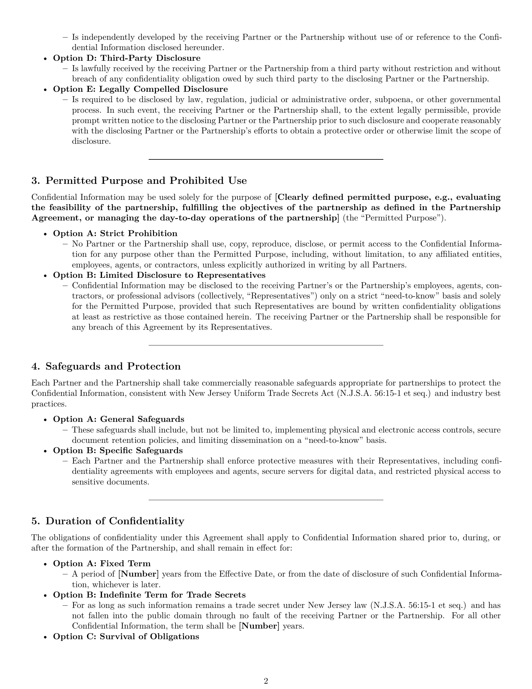 Preview page 2 of Pro New Jersey partnership nda template