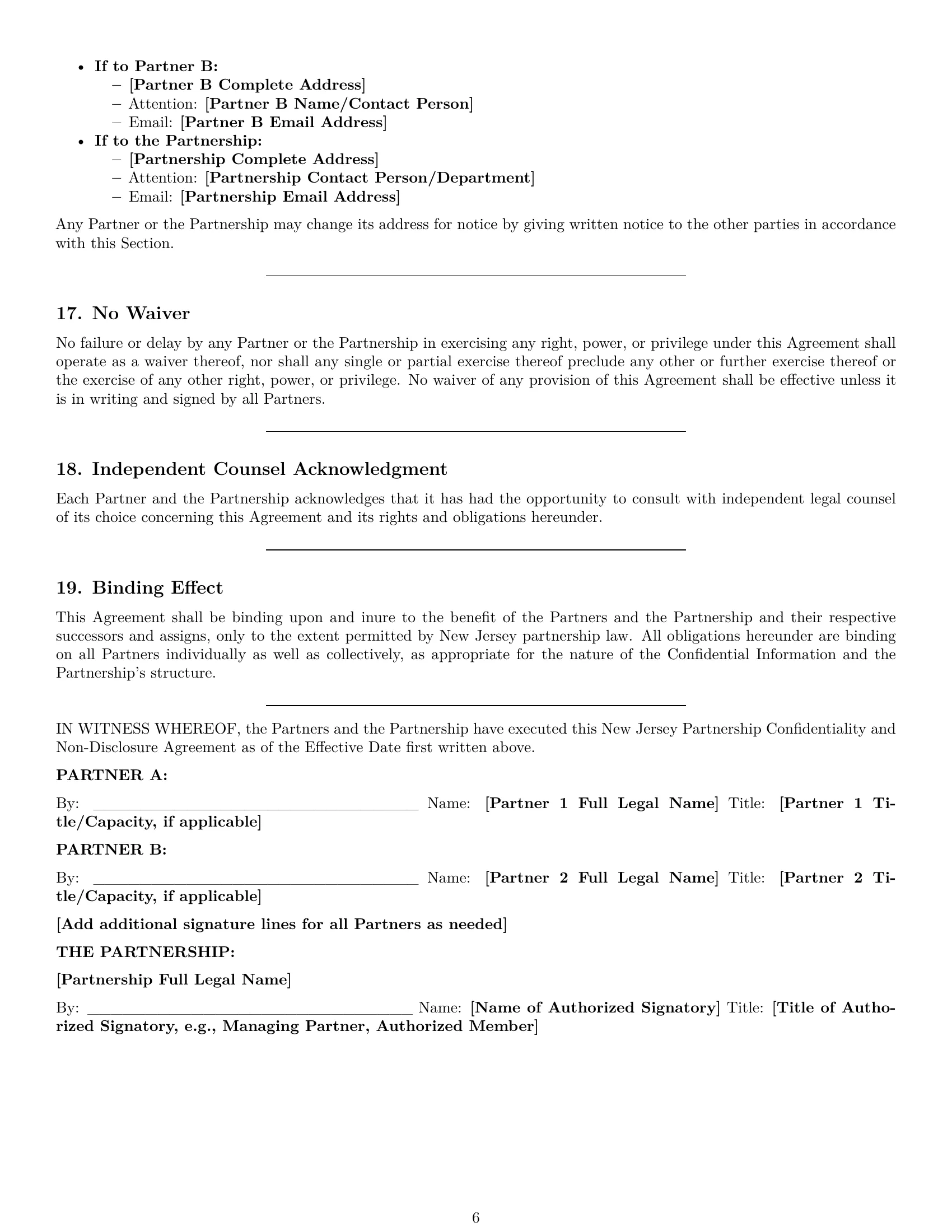Preview page 6 of Pro New Jersey partnership nda template