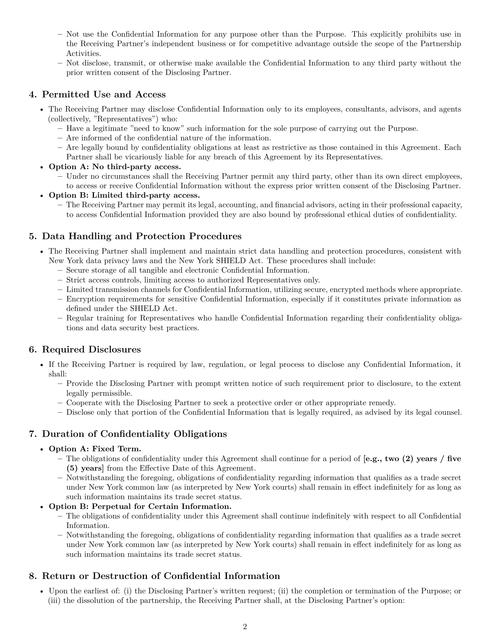 Preview page 2 of Pro New York partnership nda template