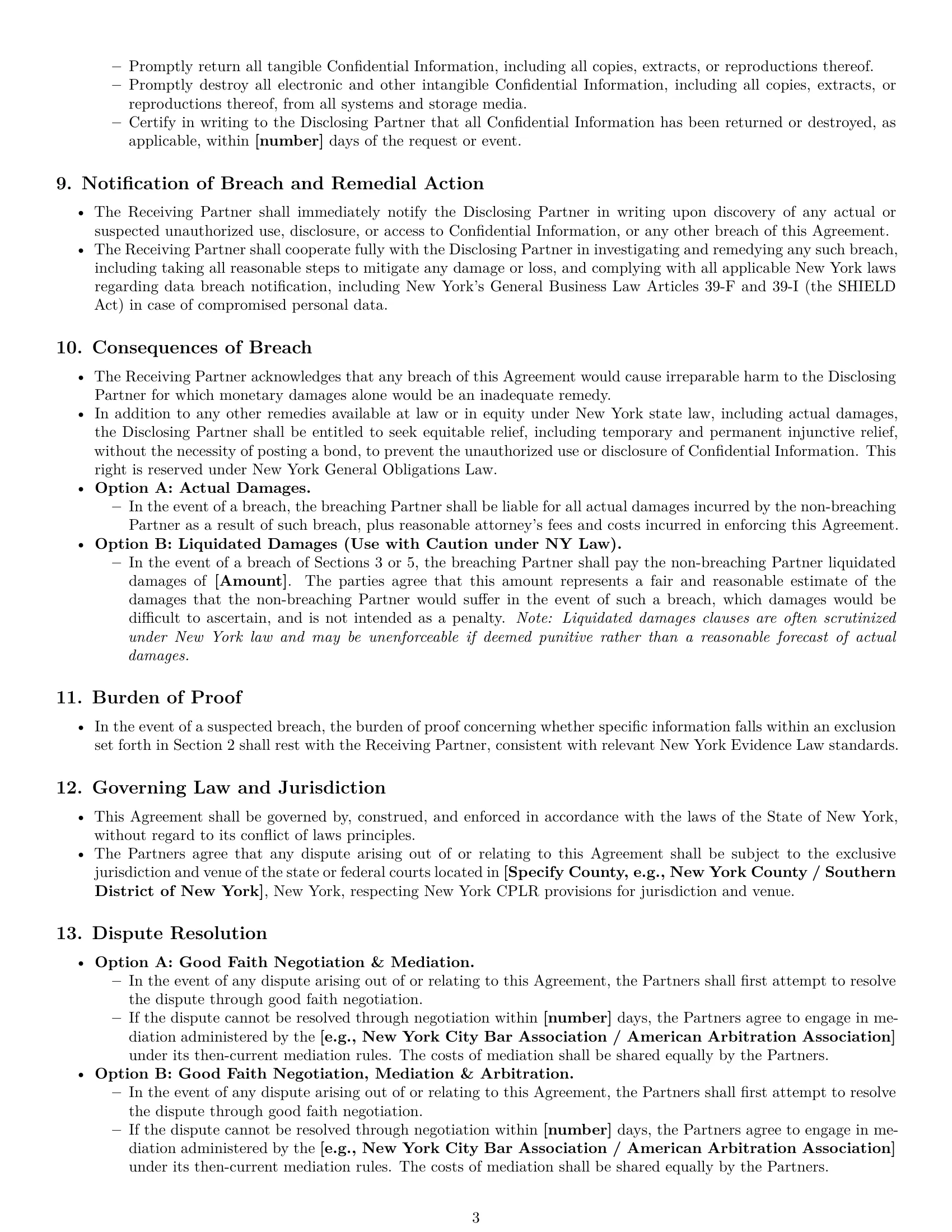 Preview page 3 of Pro New York partnership nda template