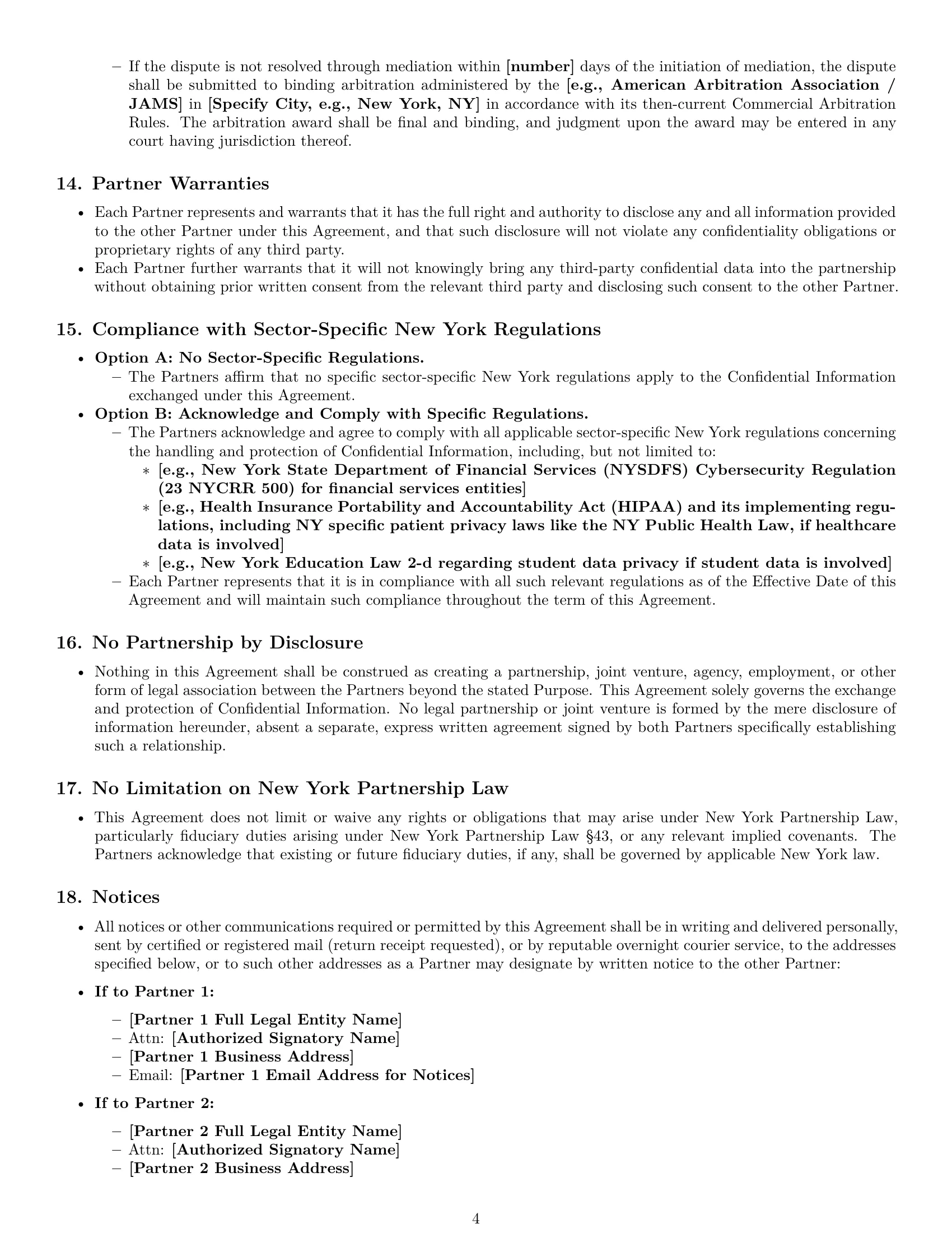 Preview page 4 of Pro New York partnership nda template