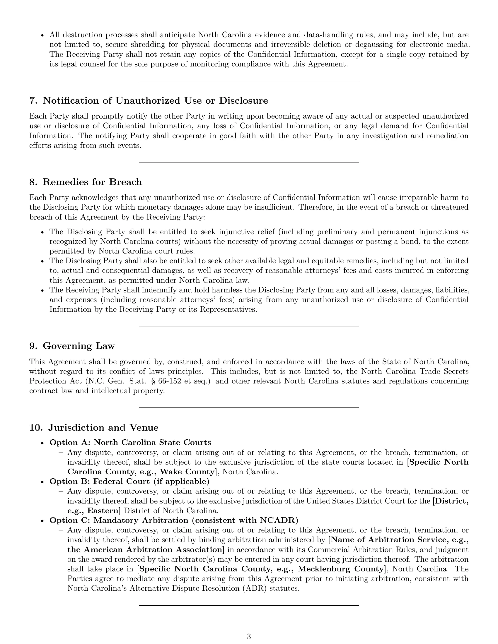 Preview page 3 of Pro North Carolina partnership nda template