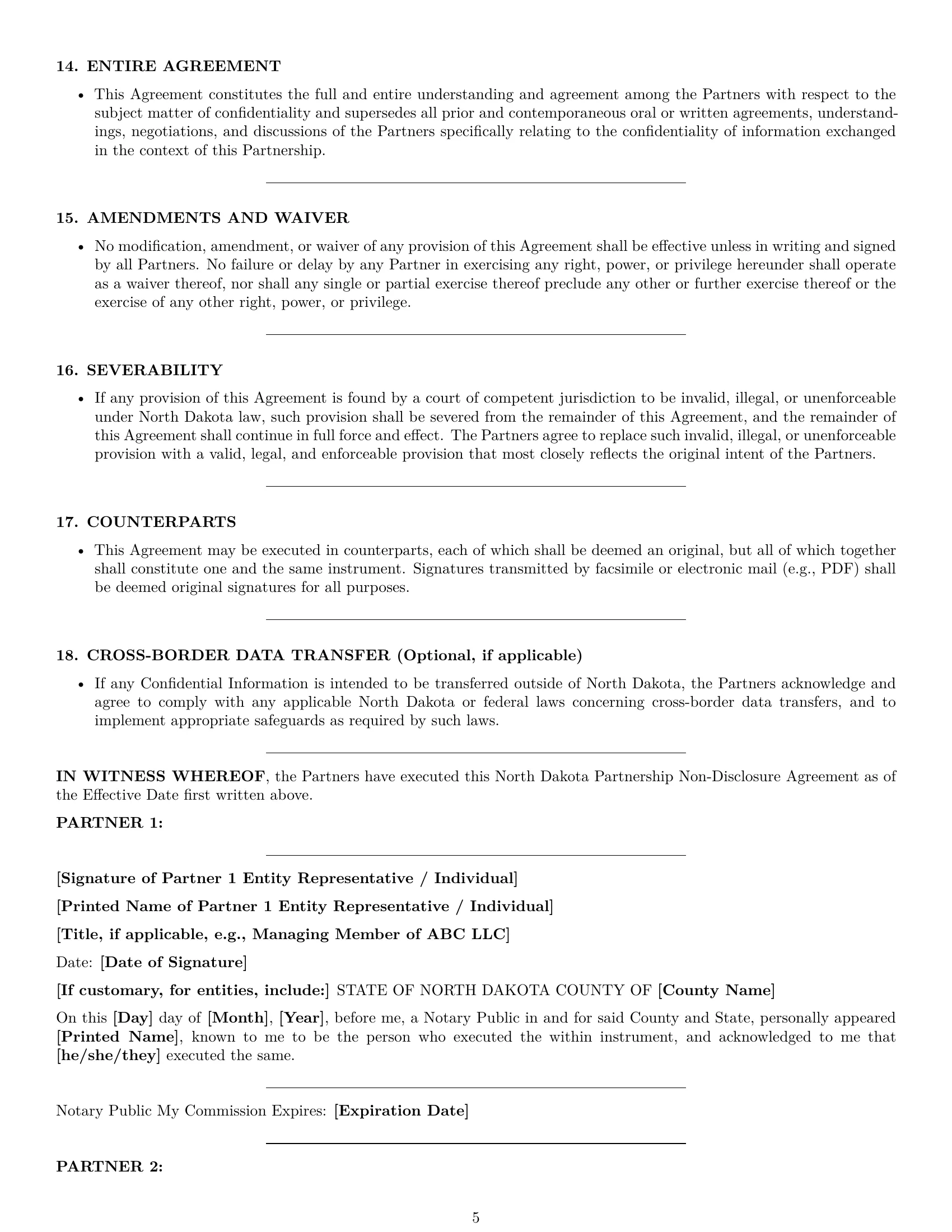 Preview page 5 of Pro North Dakota partnership nda template