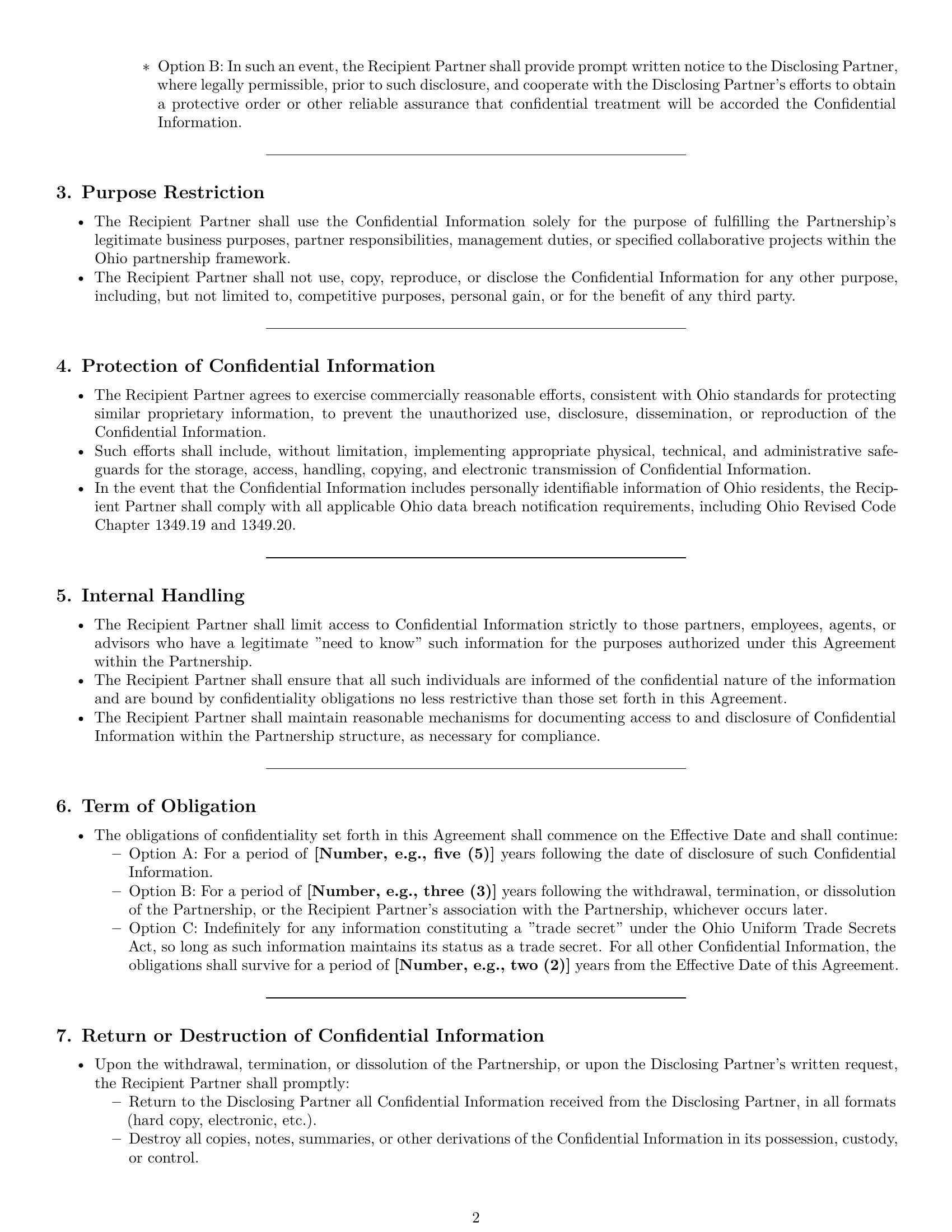 Preview page 2 of Pro Ohio partnership nda template