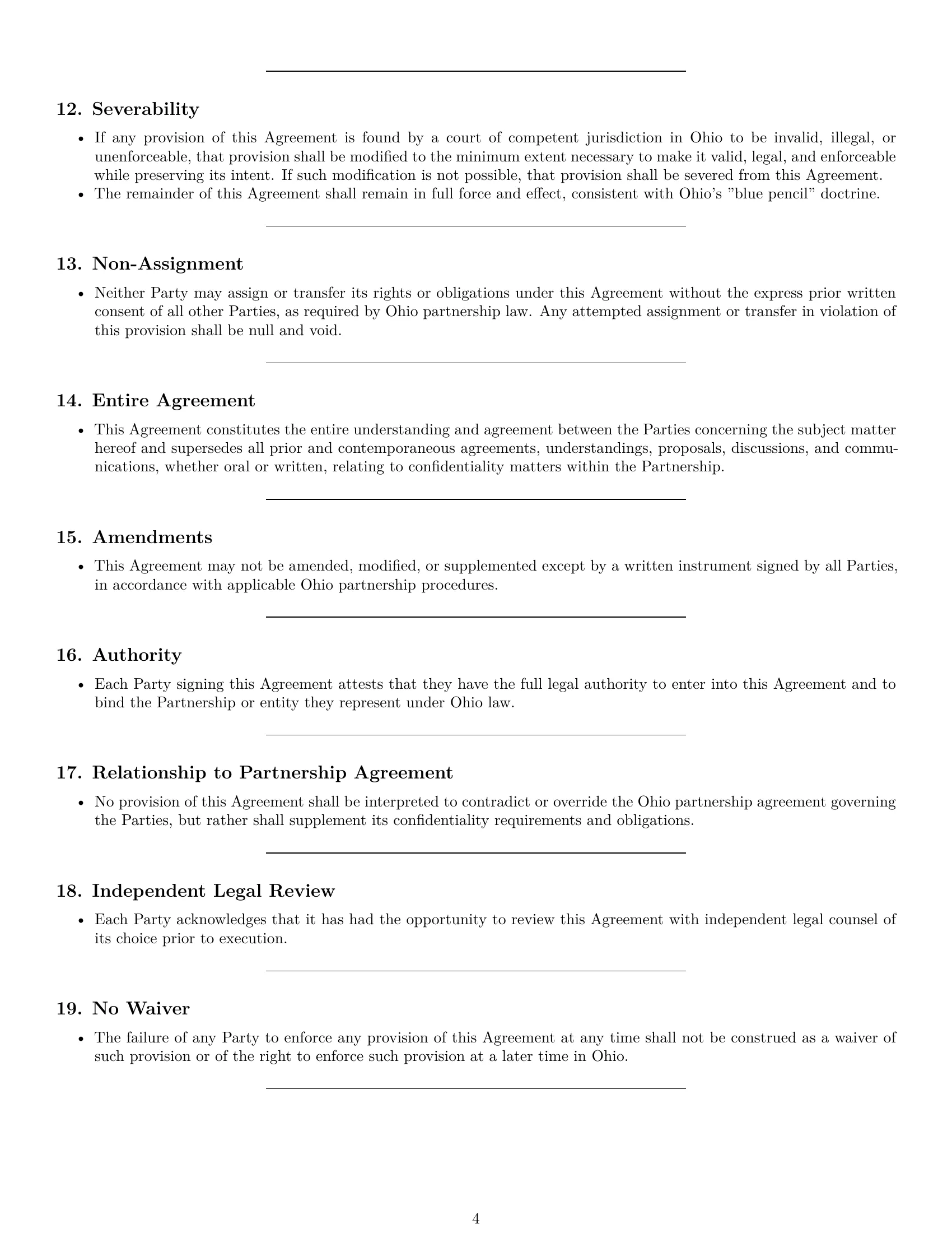 Preview page 4 of Pro Ohio partnership nda template