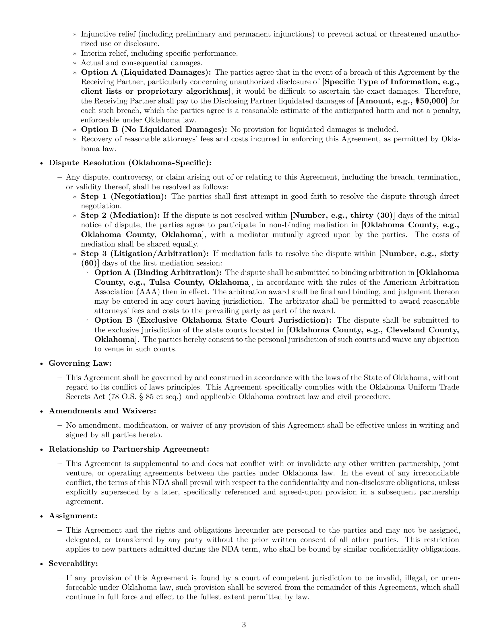 Preview page 3 of Pro Oklahoma partnership nda template
