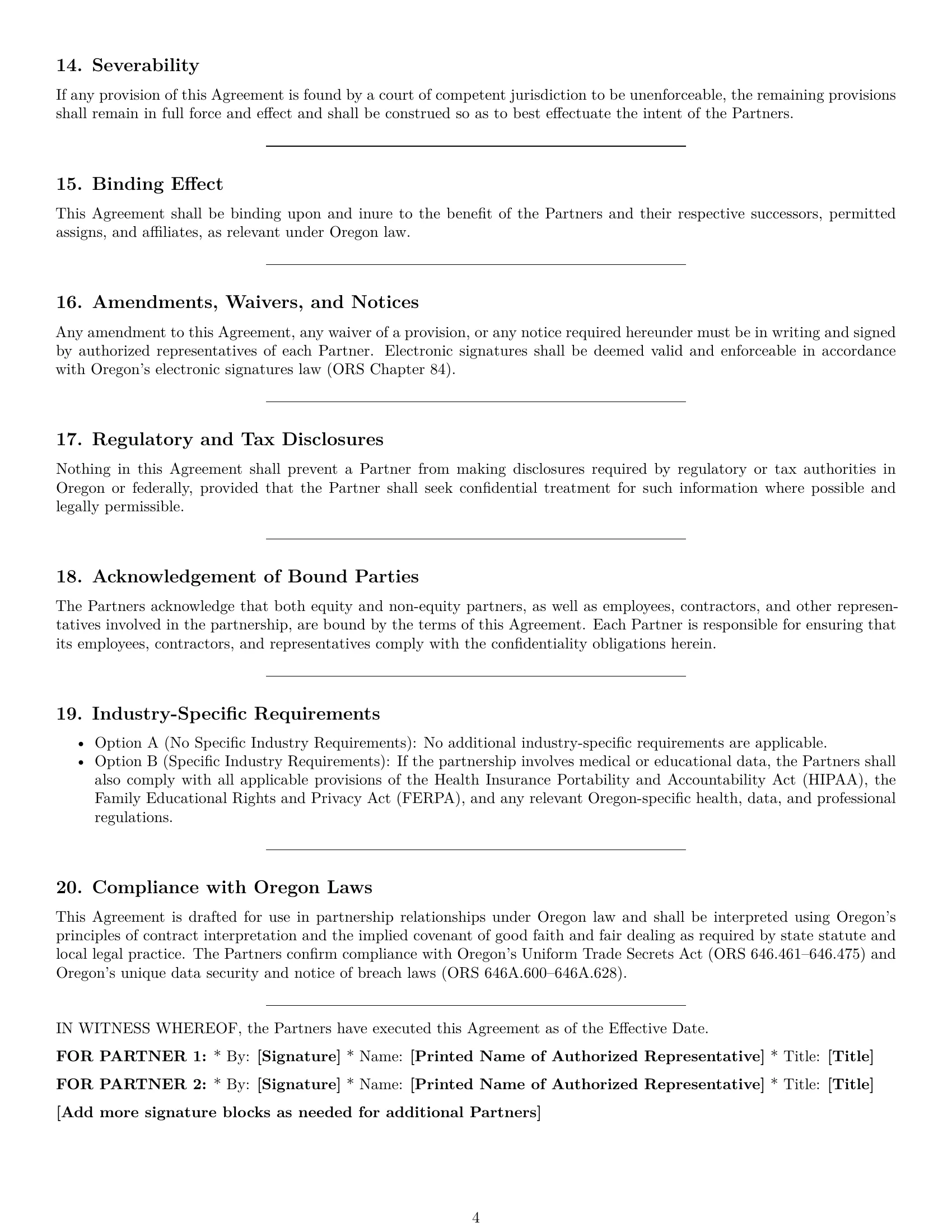 Preview page 4 of Pro Oregon partnership nda template