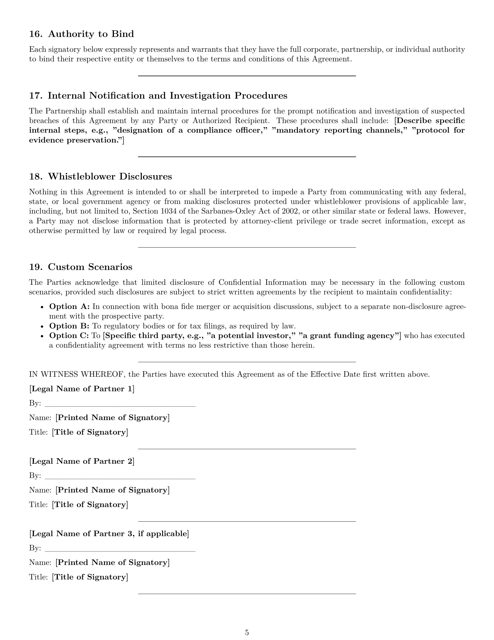 Preview page 5 of Pro Pennsylvania partnership nda template