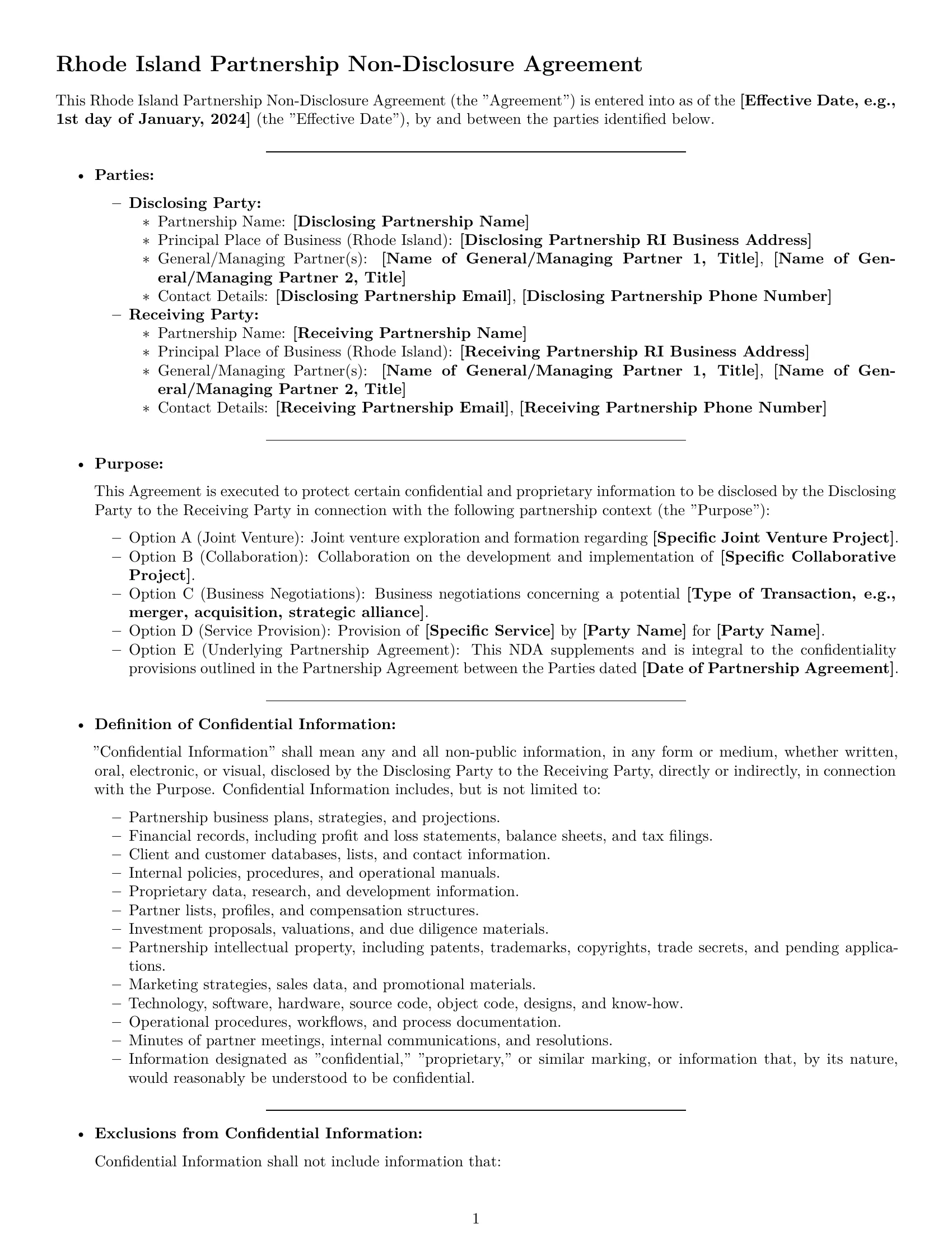 Preview page 1 of Pro Rhode Island partnership nda template