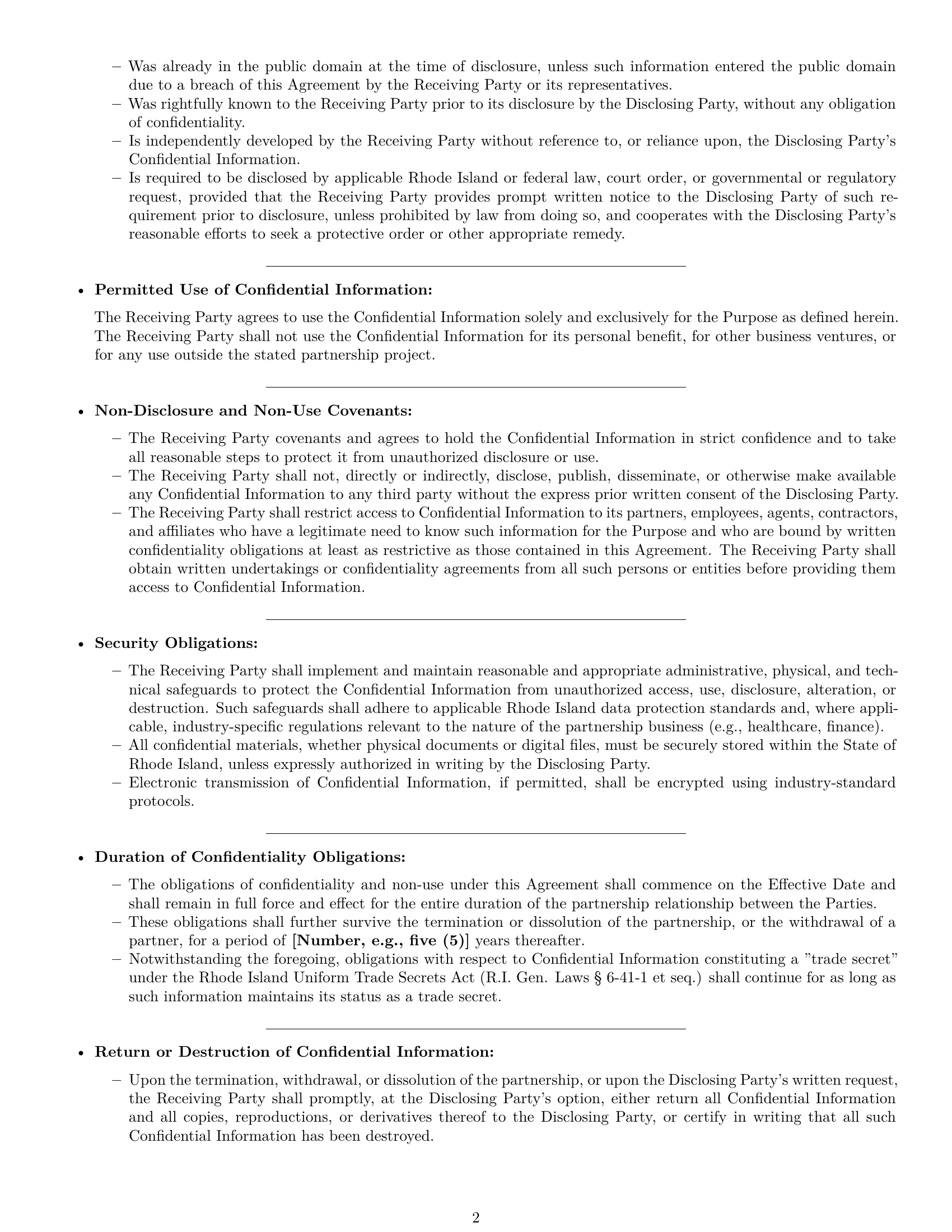 Preview page 2 of Pro Rhode Island partnership nda template