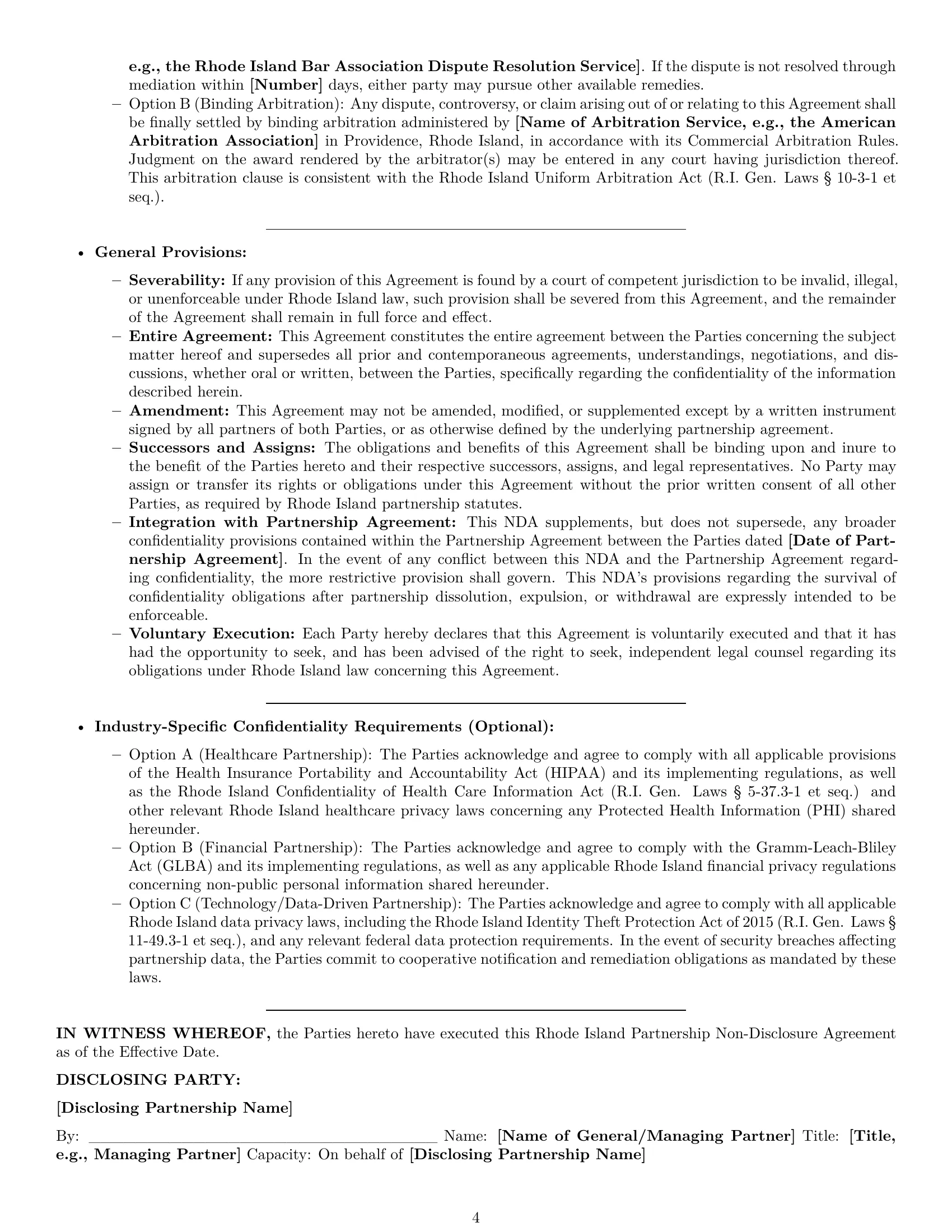 Preview page 4 of Pro Rhode Island partnership nda template
