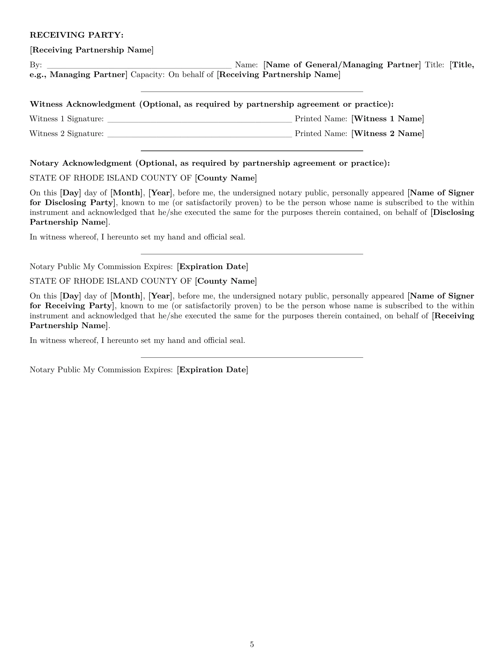 Preview page 5 of Pro Rhode Island partnership nda template