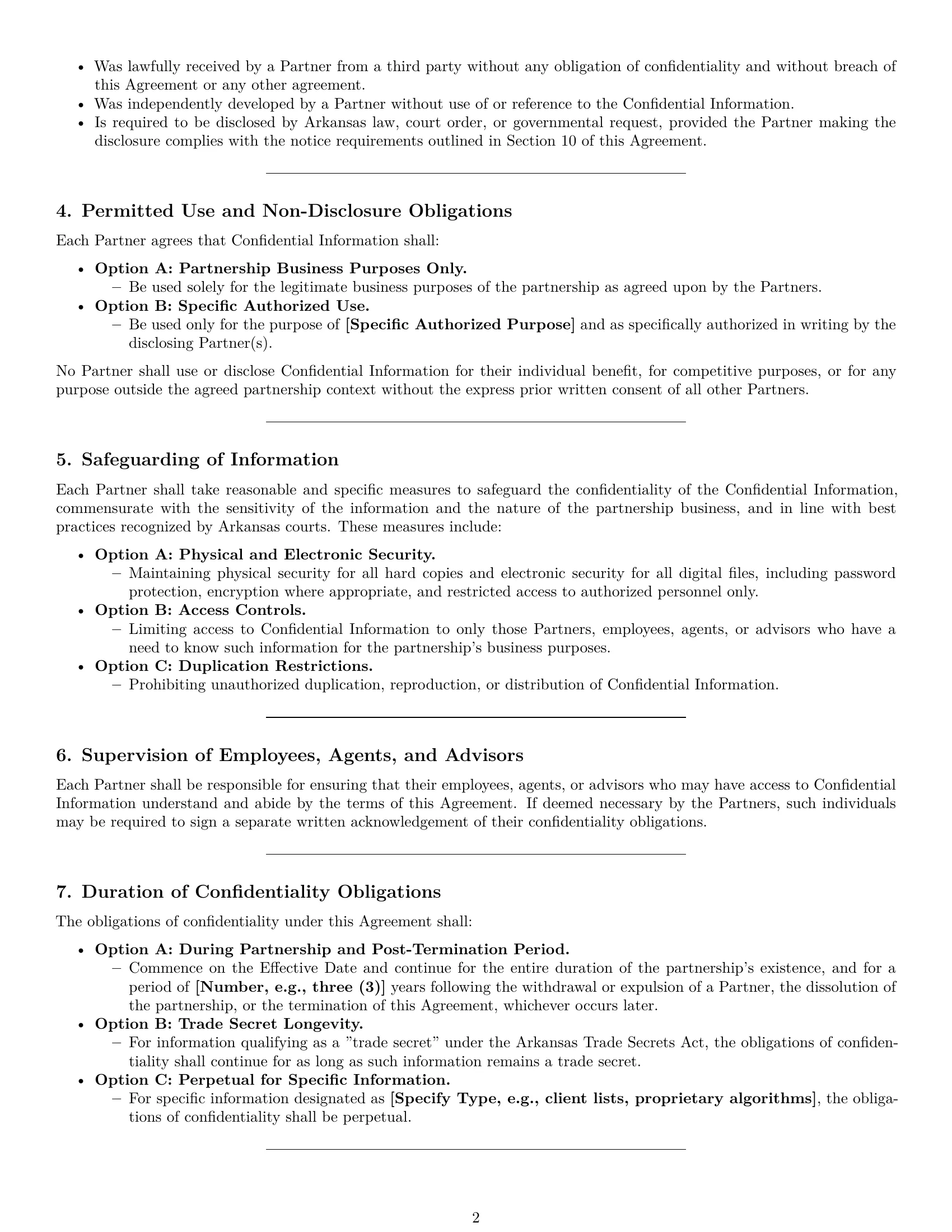 Preview page 2 of Pro Arkansas partnership nda template