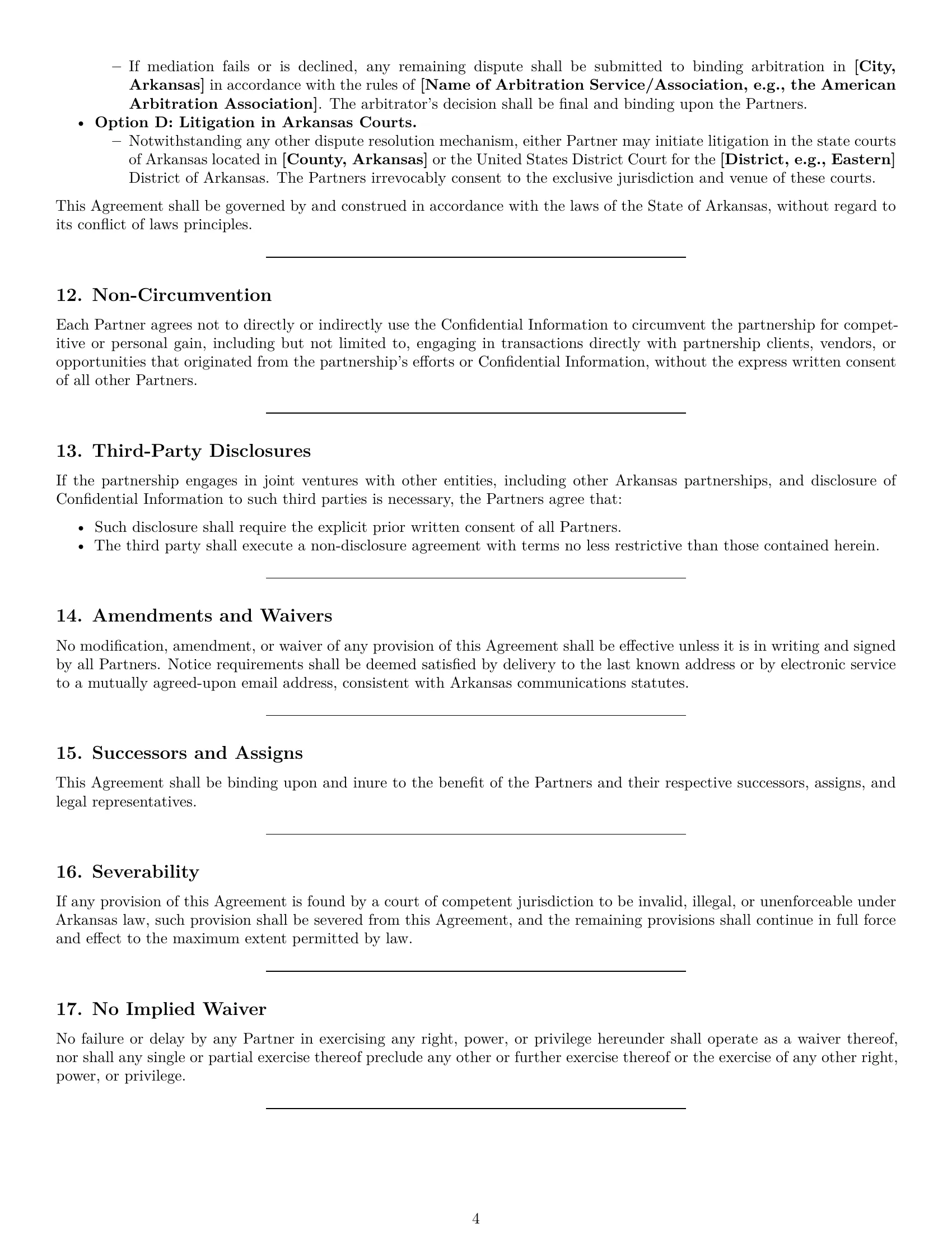 Preview page 4 of Pro Arkansas partnership nda template