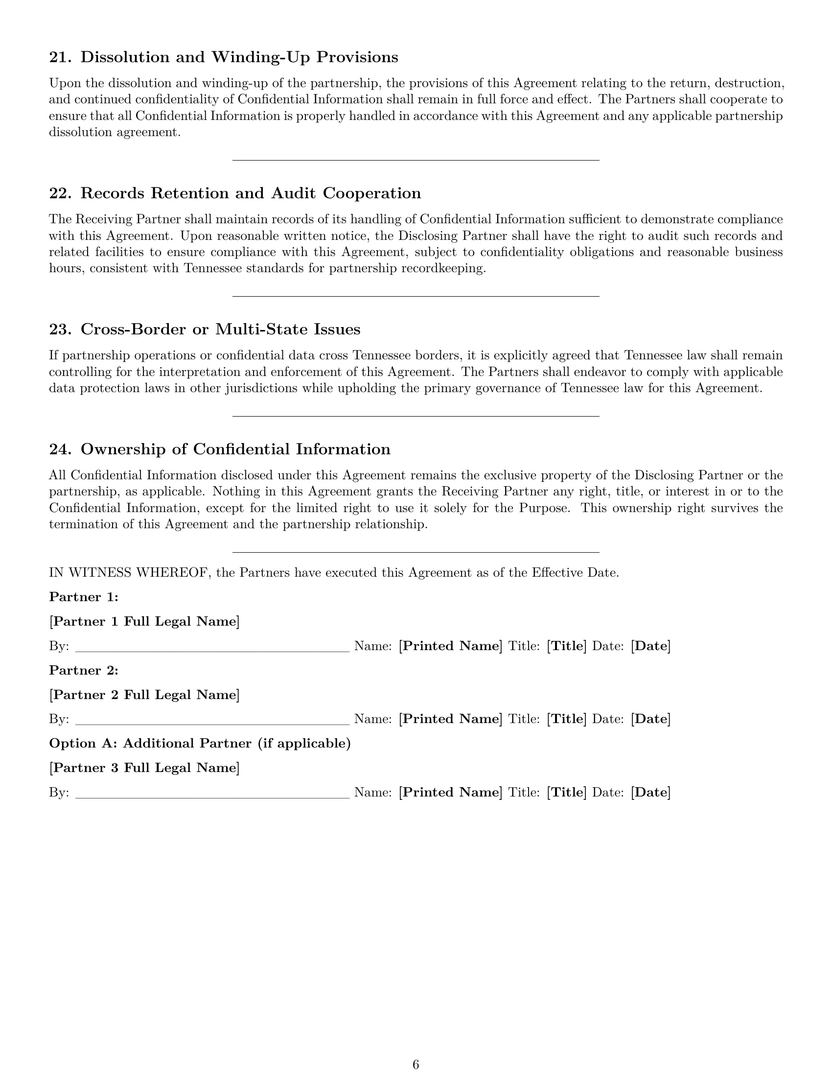 Preview page 6 of Pro Tennessee partnership nda template