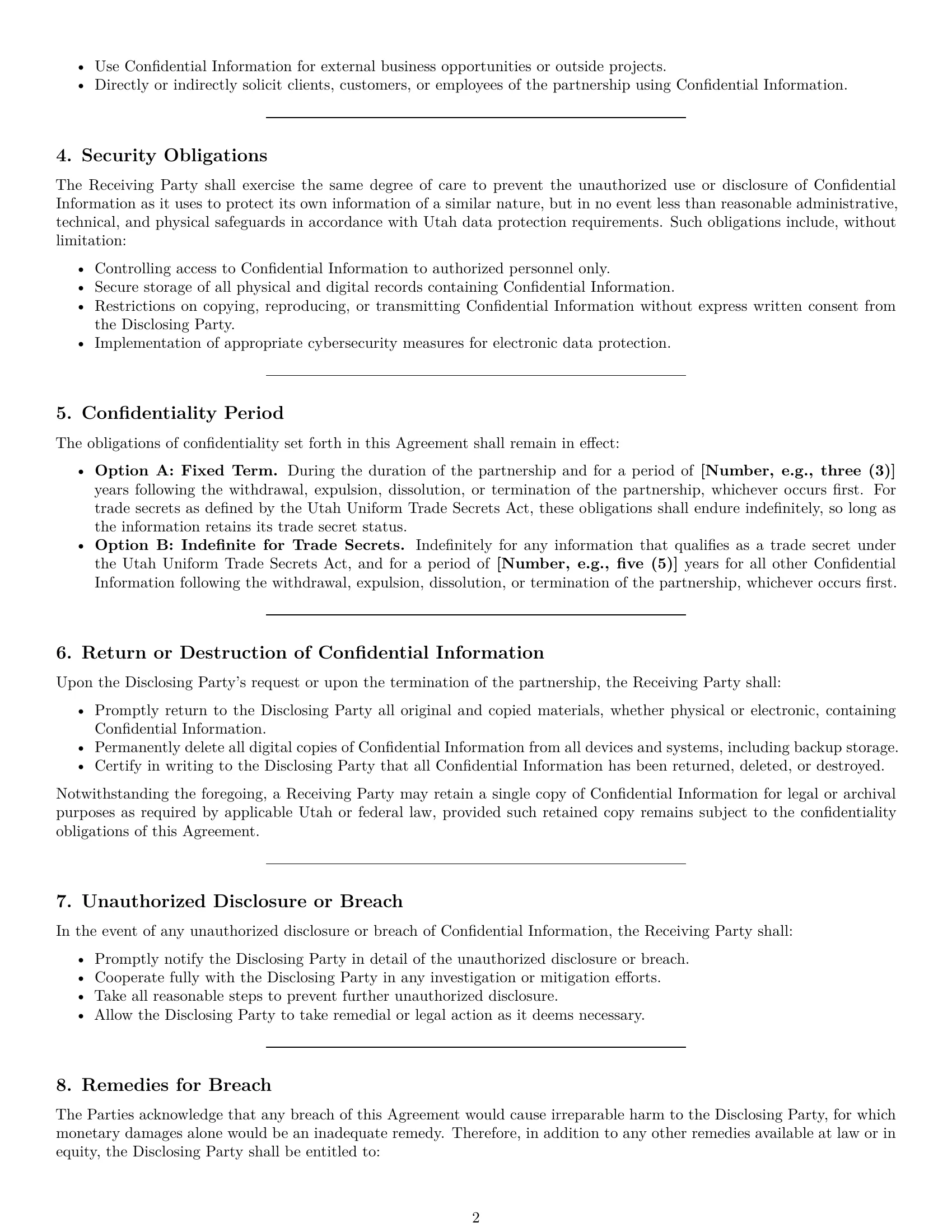 Preview page 2 of Pro Utah partnership nda template