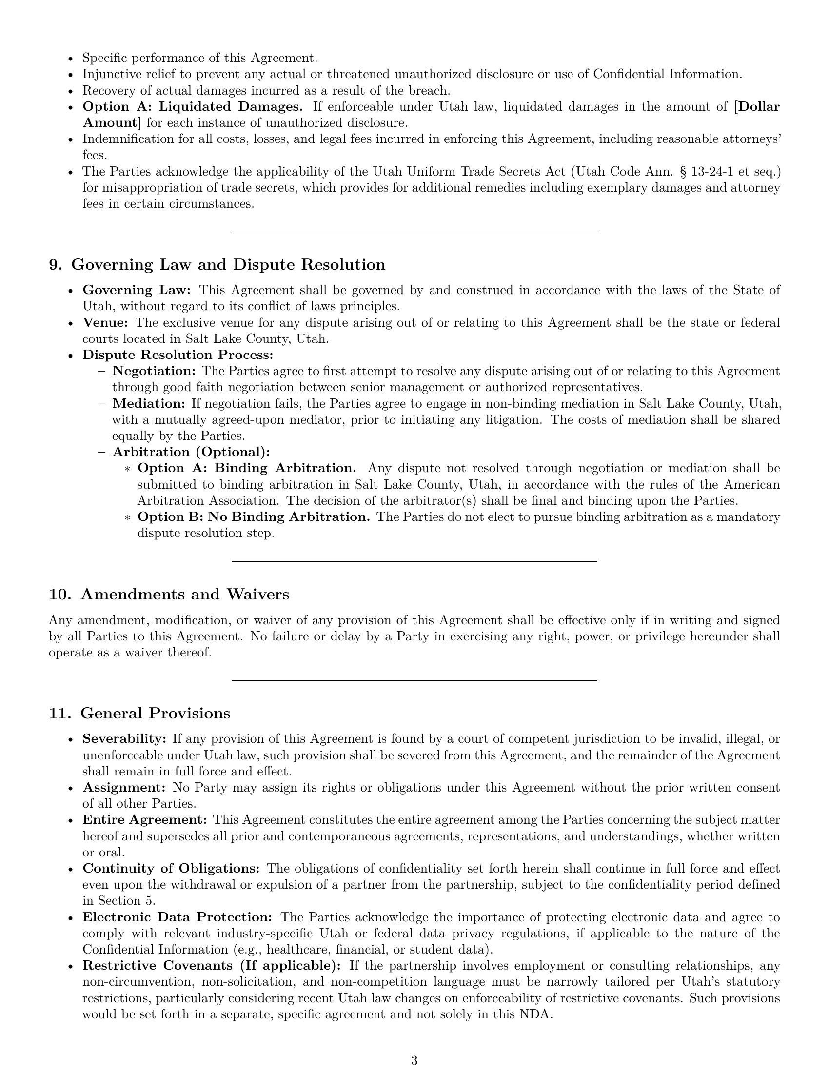 Preview page 3 of Pro Utah partnership nda template