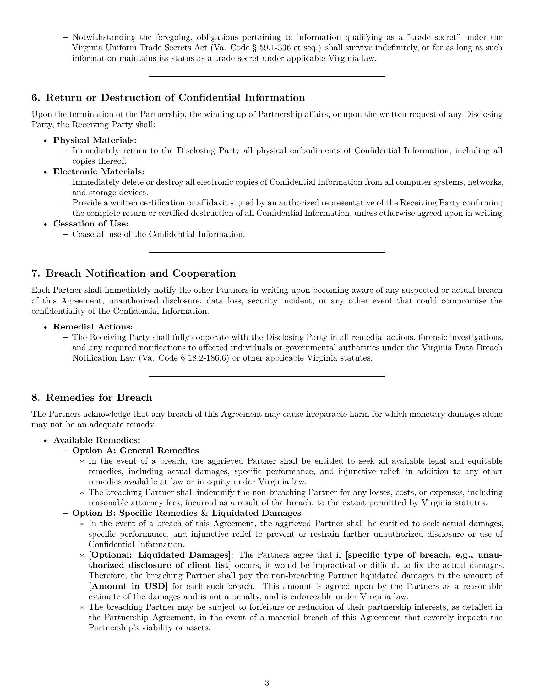 Preview page 3 of Pro Virginia partnership nda template
