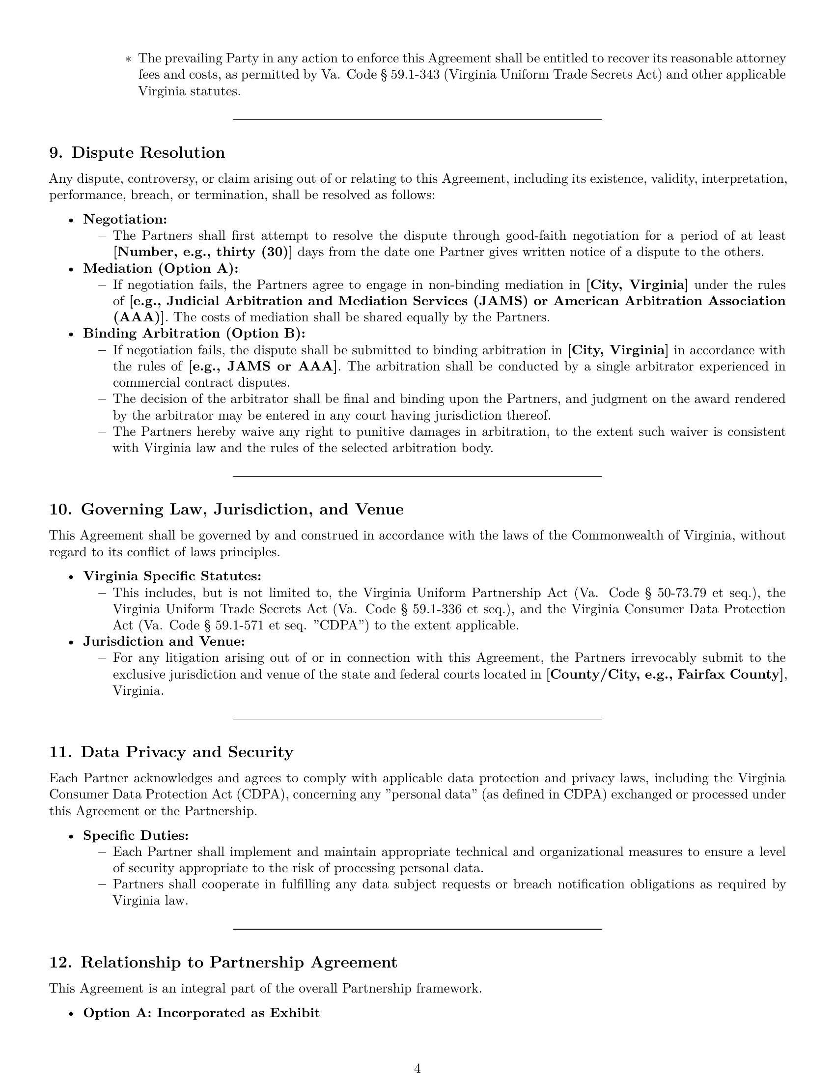 Preview page 4 of Pro Virginia partnership nda template