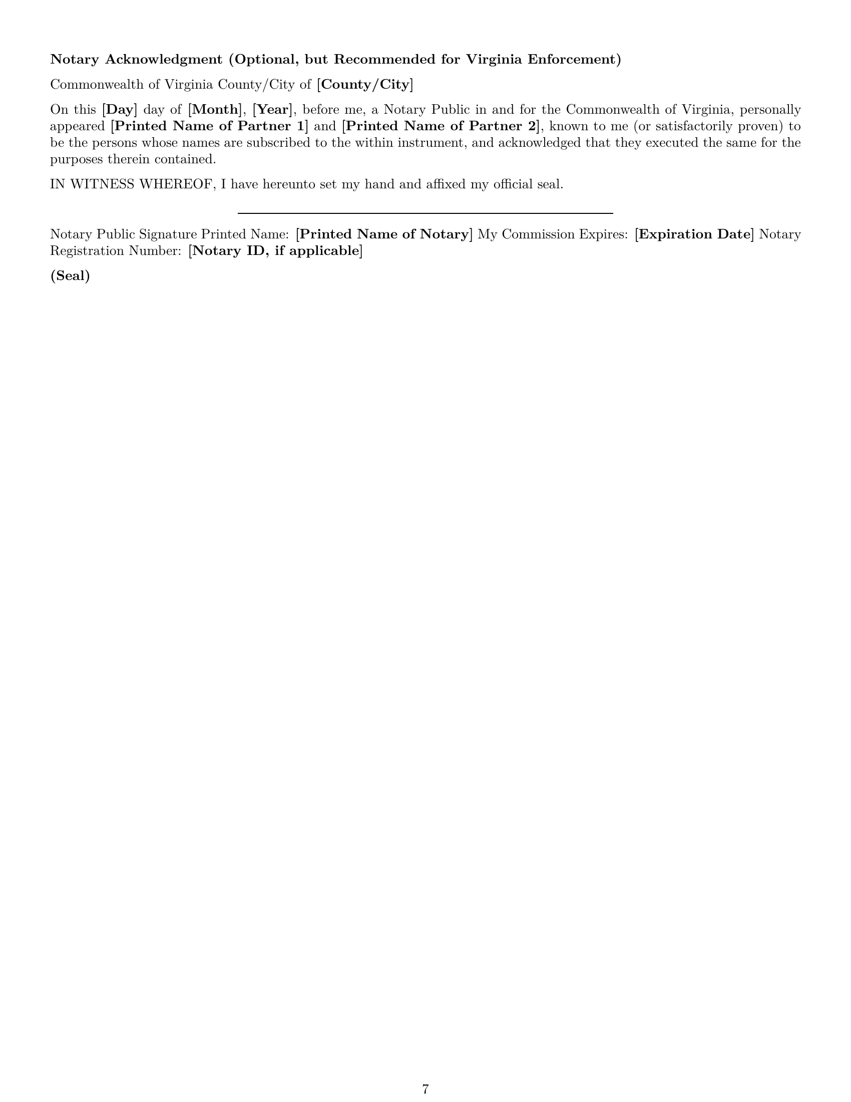 Preview page 7 of Pro Virginia partnership nda template