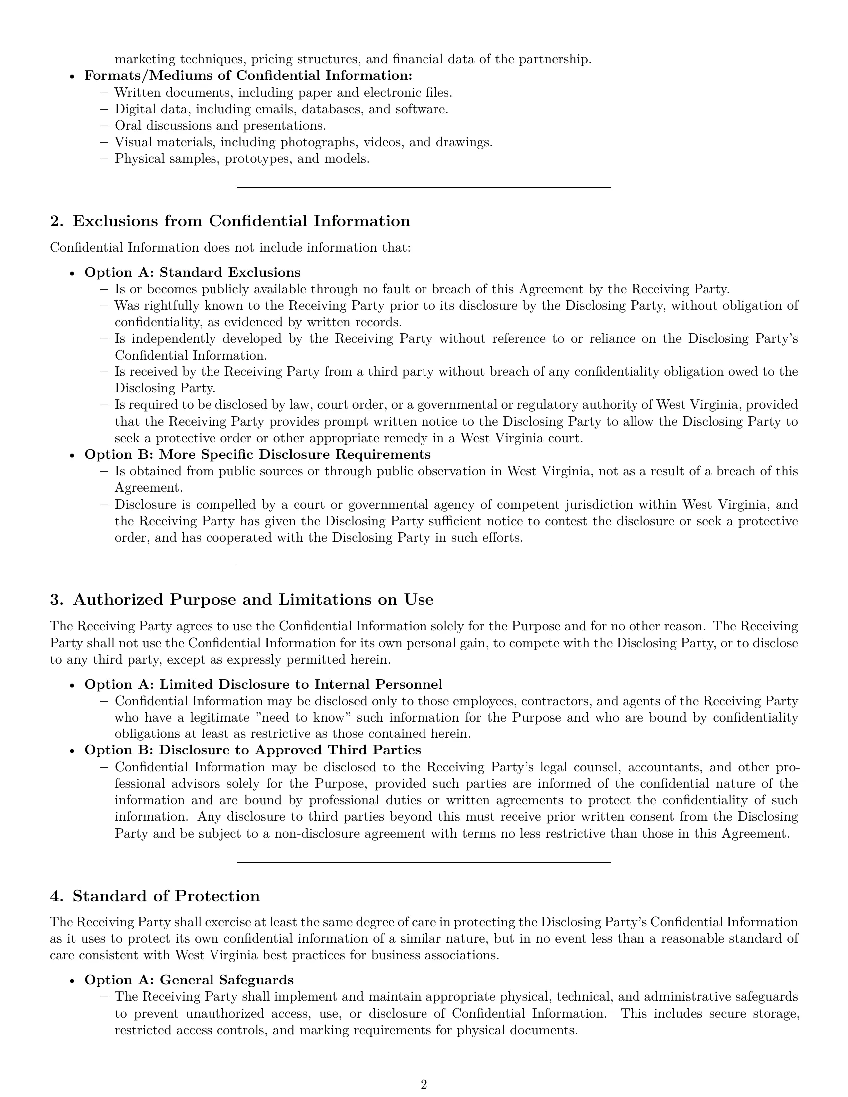 Preview page 2 of Pro West Virginia partnership nda template