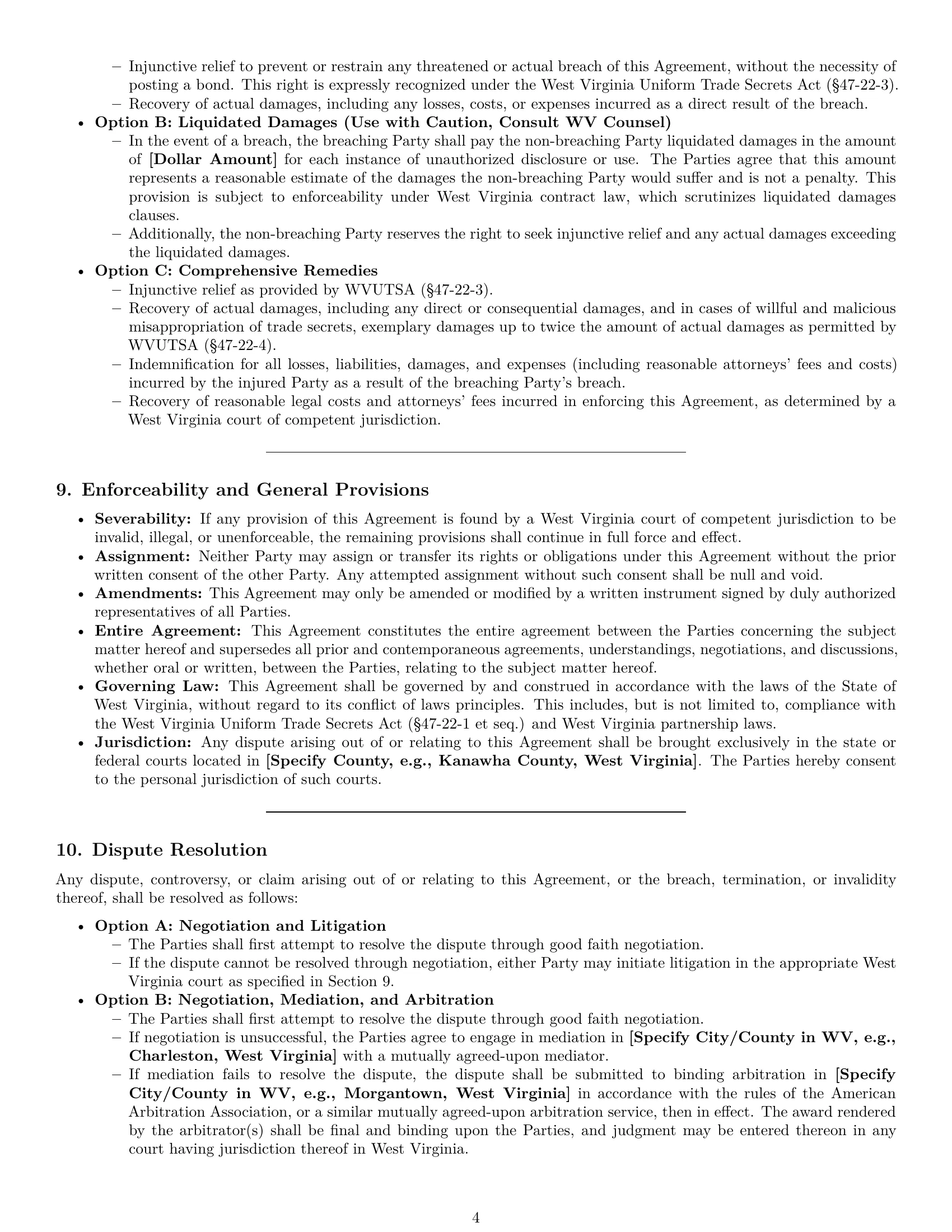 Preview page 4 of Pro West Virginia partnership nda template