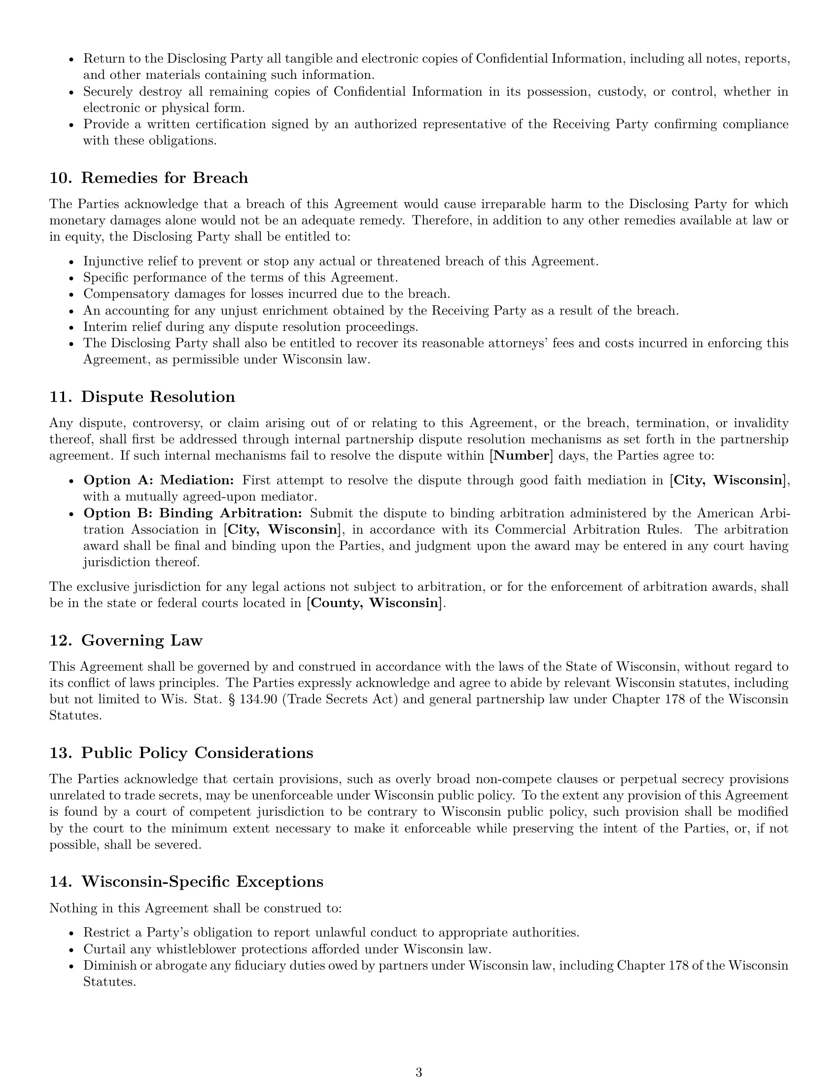 Preview page 3 of Pro Wisconsin partnership nda template