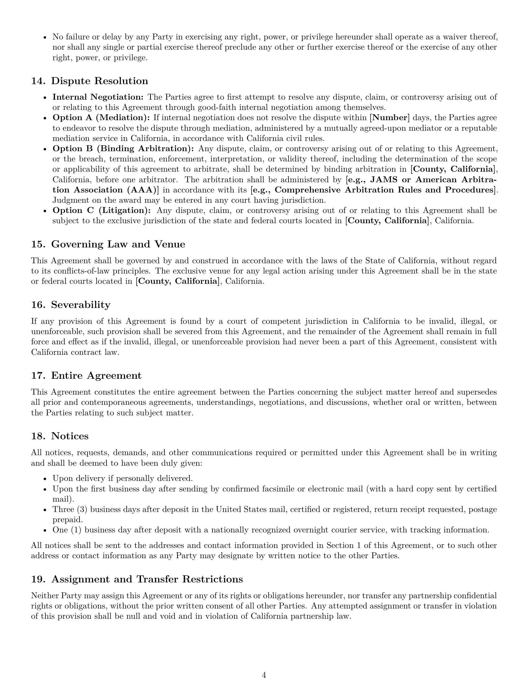 Preview page 4 of Pro California partnership nda template