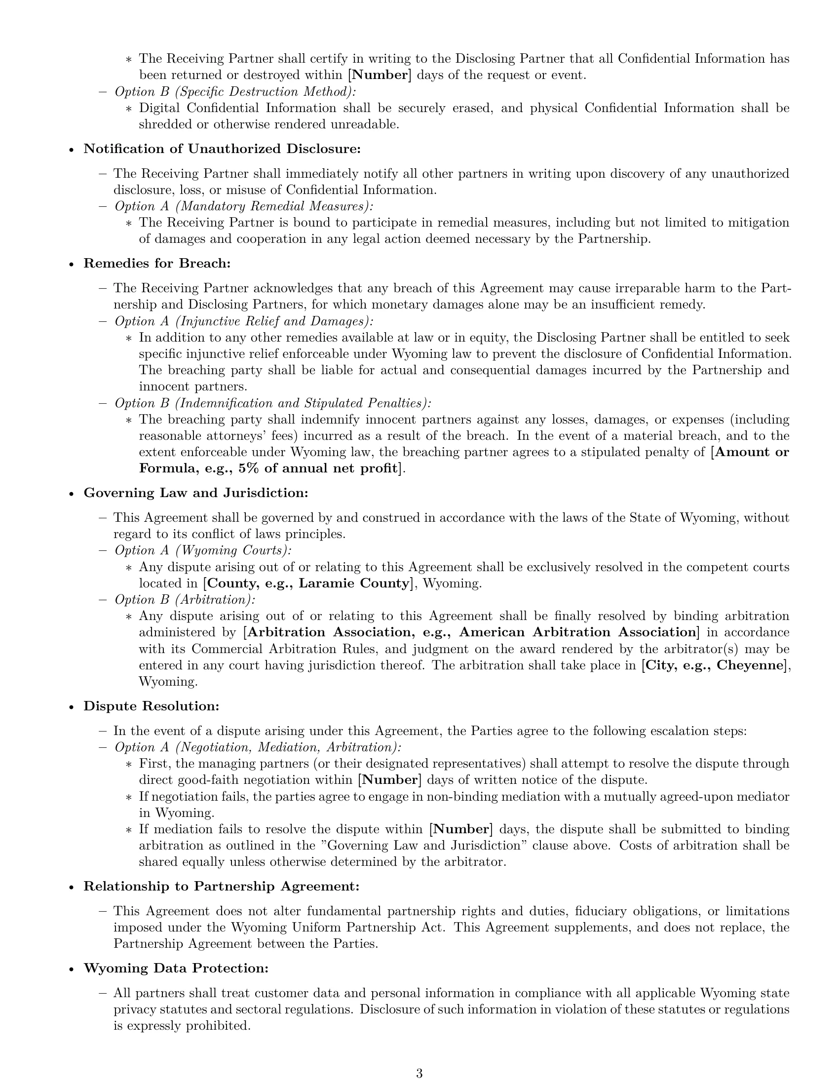 Preview page 3 of Pro Wyoming partnership nda template