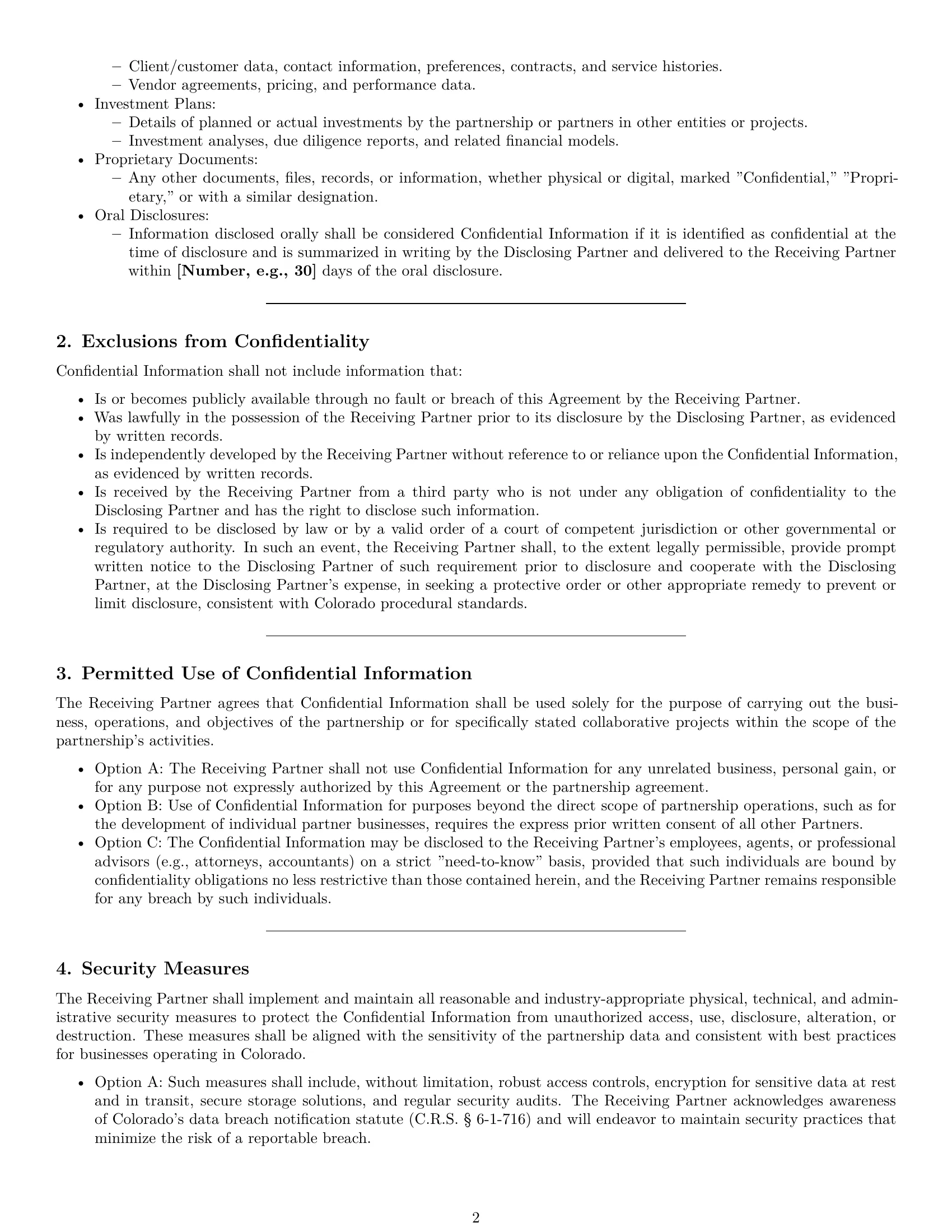 Preview page 2 of Pro Colorado partnership nda template