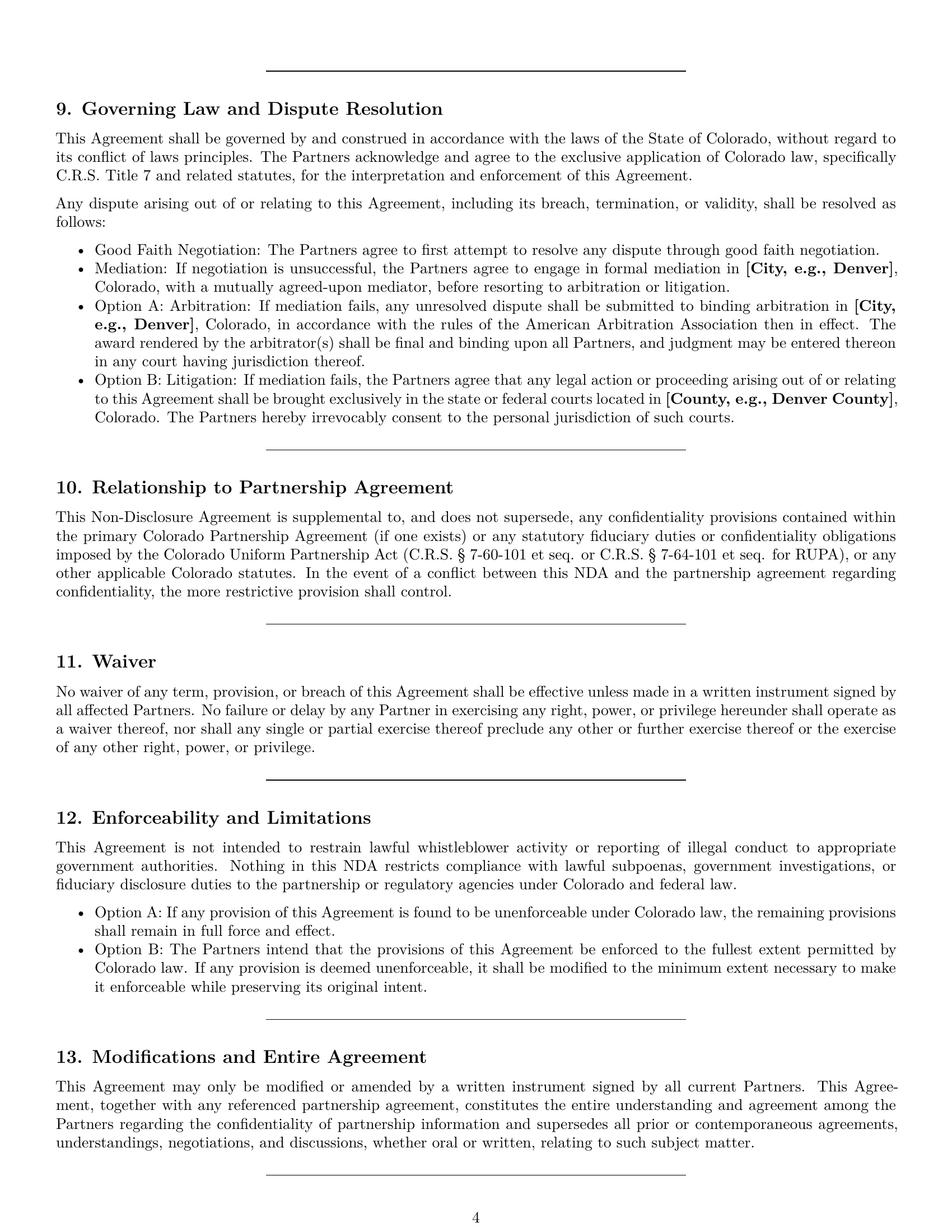 Preview page 4 of Pro Colorado partnership nda template