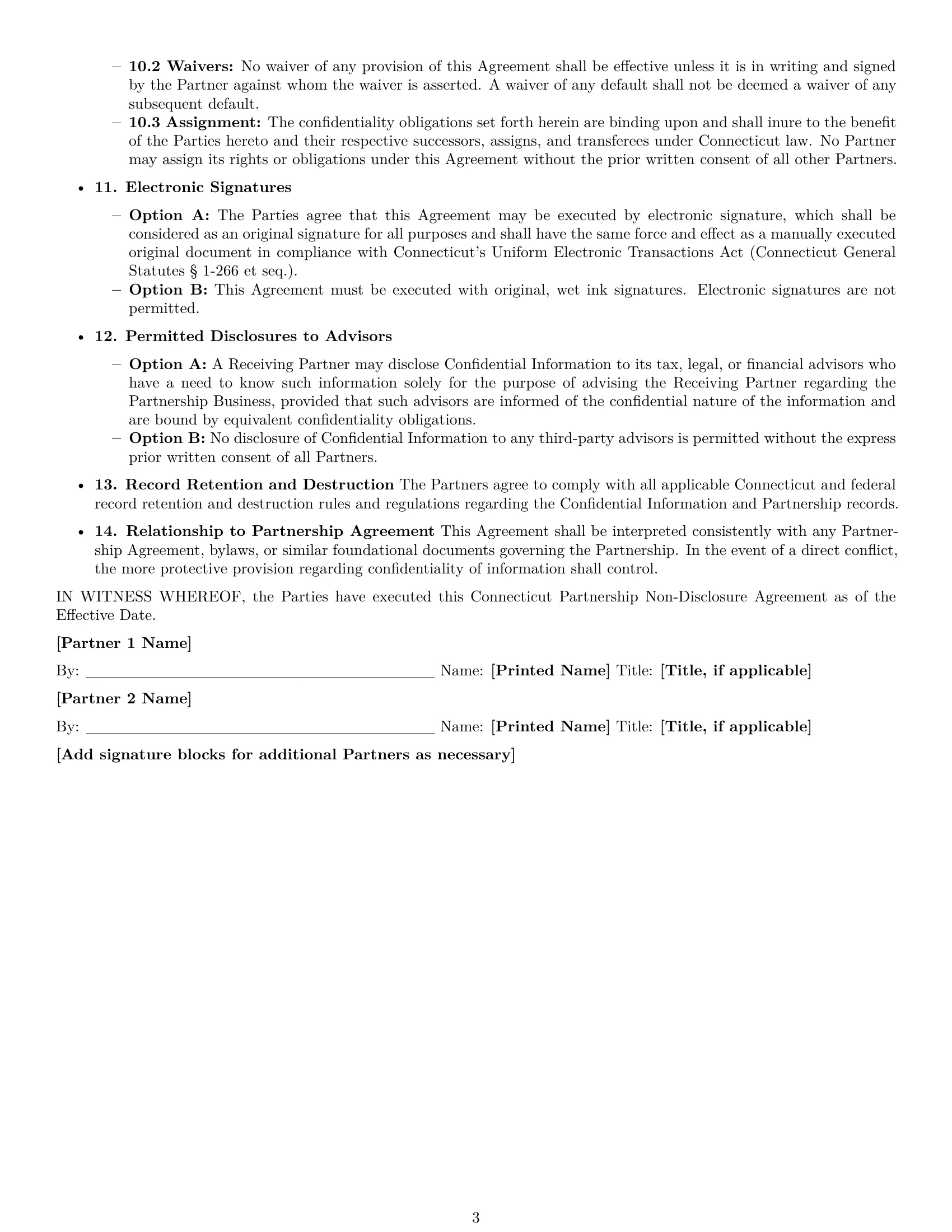 Preview page 3 of Pro Connecticut partnership nda template