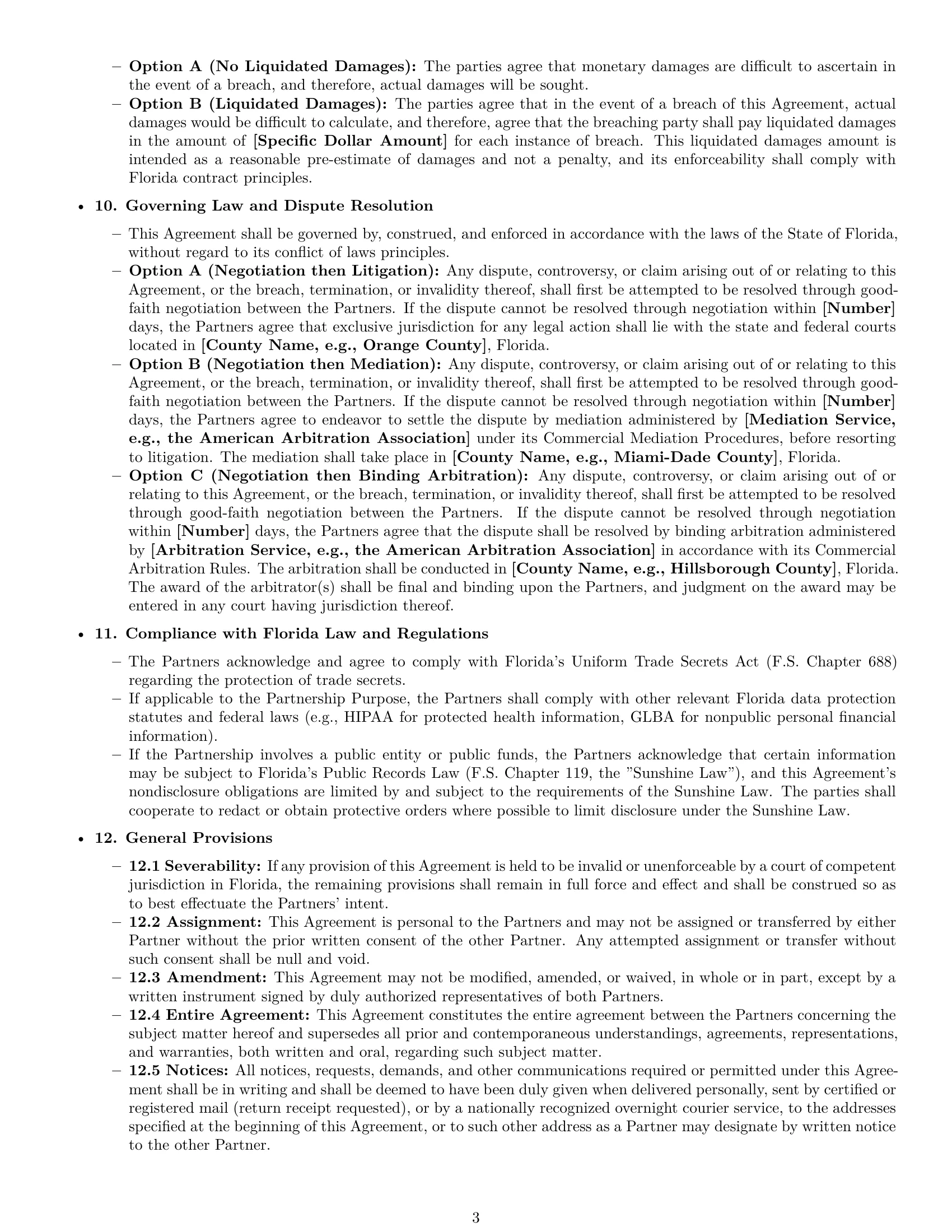 Preview page 3 of Pro Florida partnership nda template