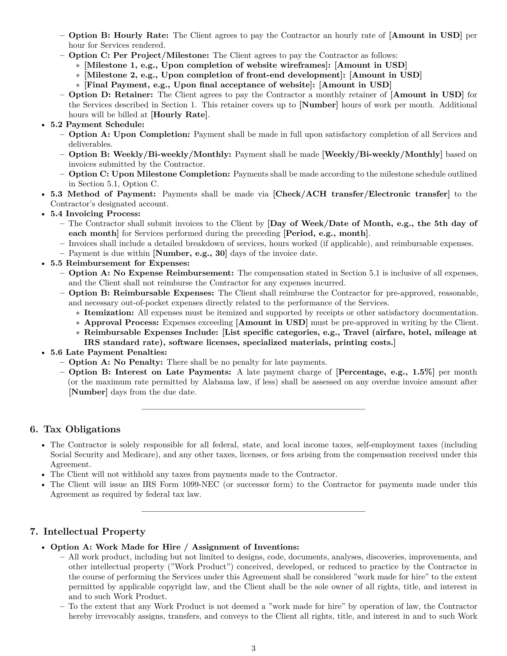 Preview page 3 of Pro Alabama independent contractor agreement template