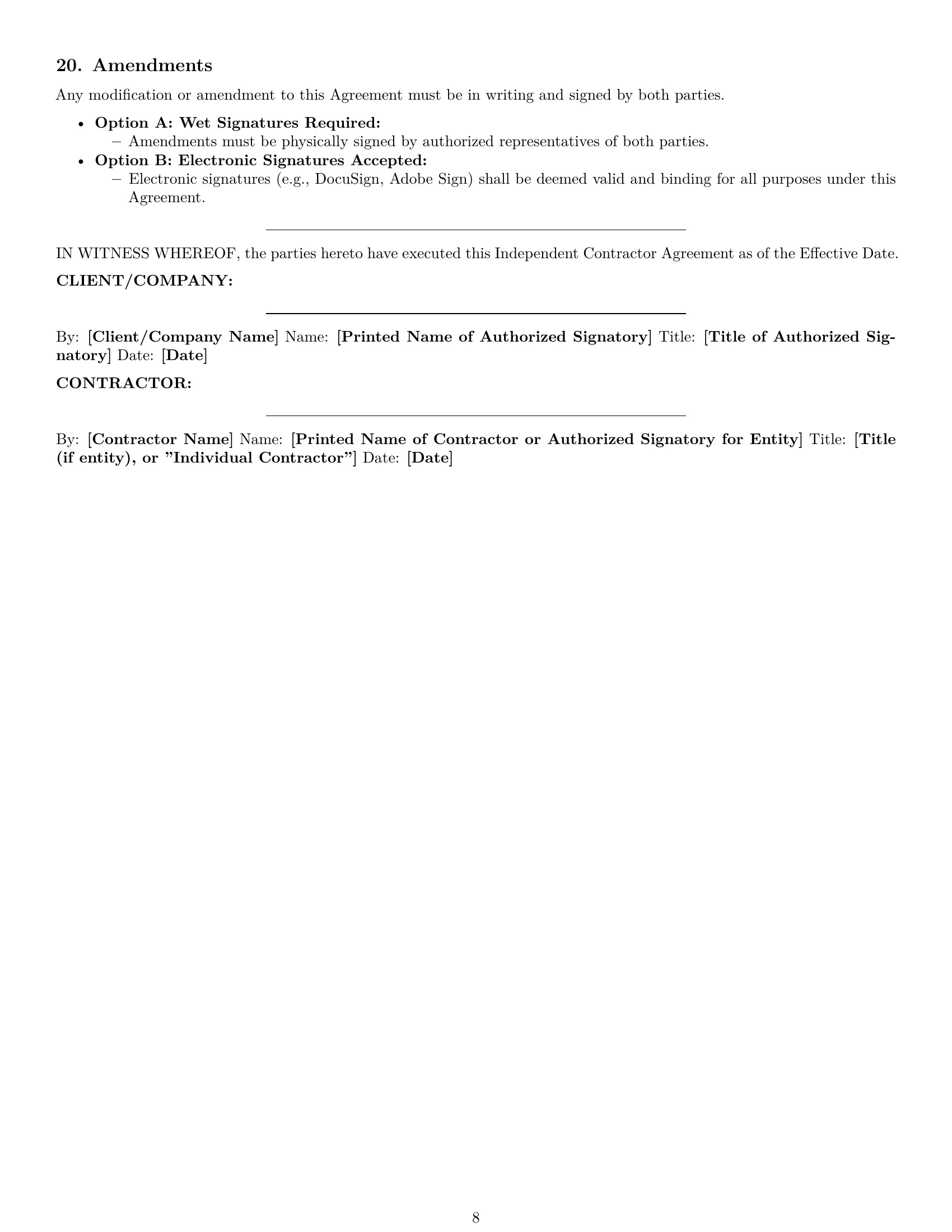 Preview page 8 of Pro Alabama independent contractor agreement template