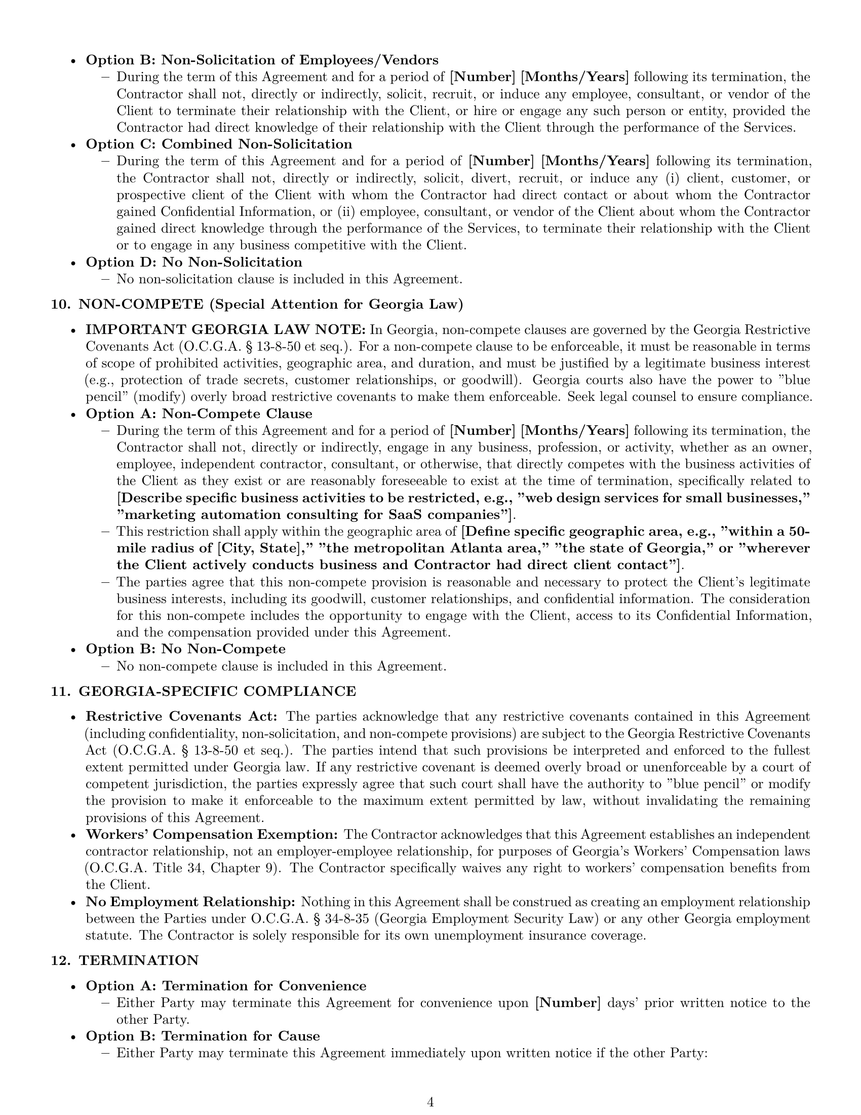 Preview page 4 of Pro Georgia independent contractor agreement template