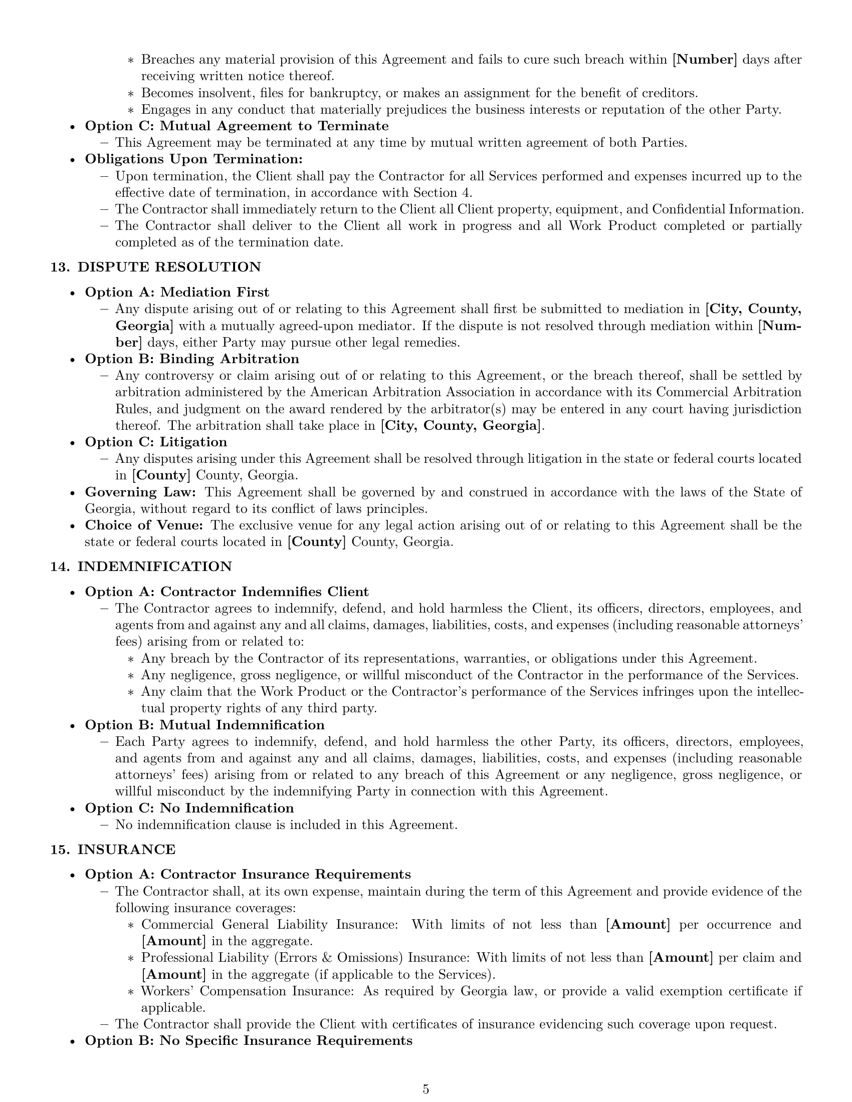 Preview page 5 of Pro Georgia independent contractor agreement template