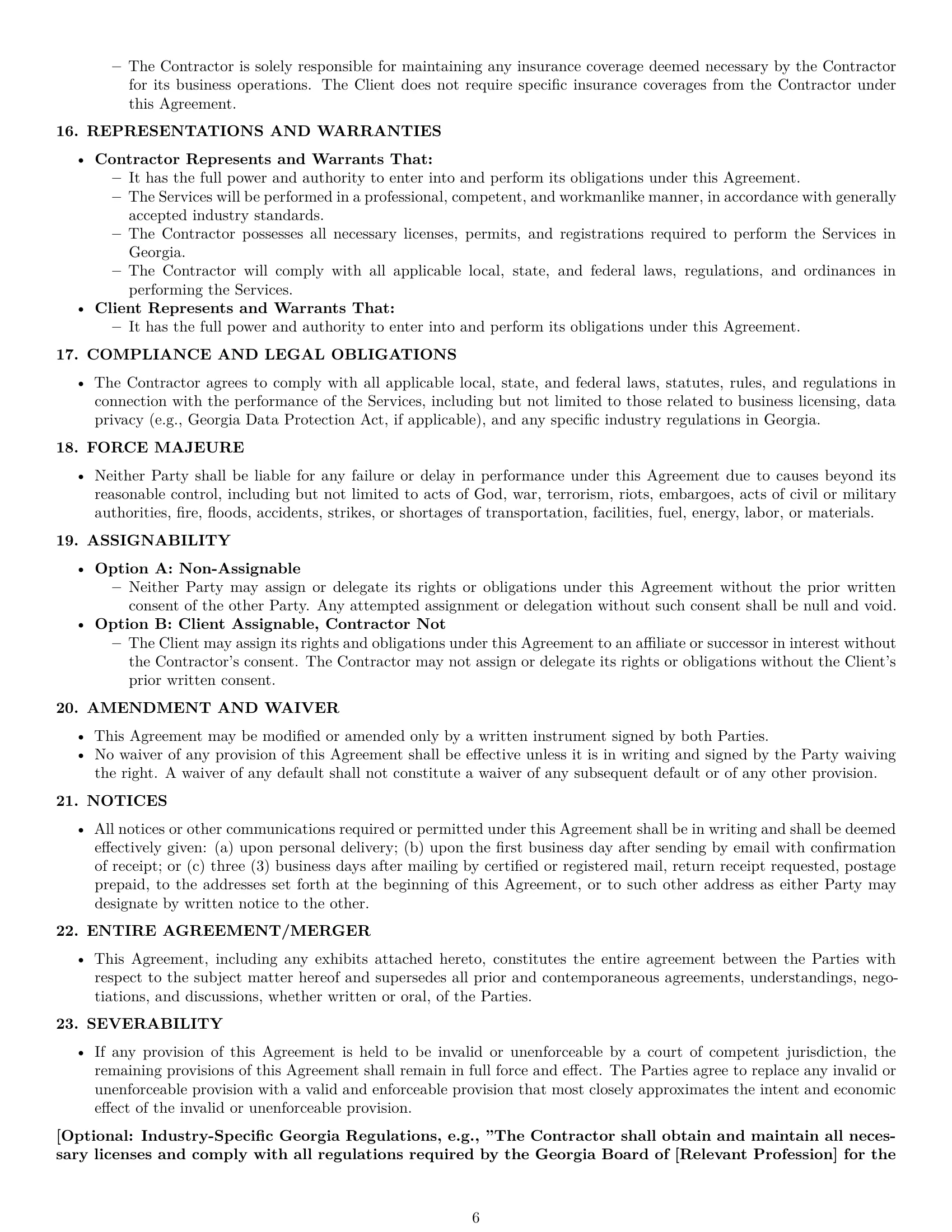 Preview page 6 of Pro Georgia independent contractor agreement template