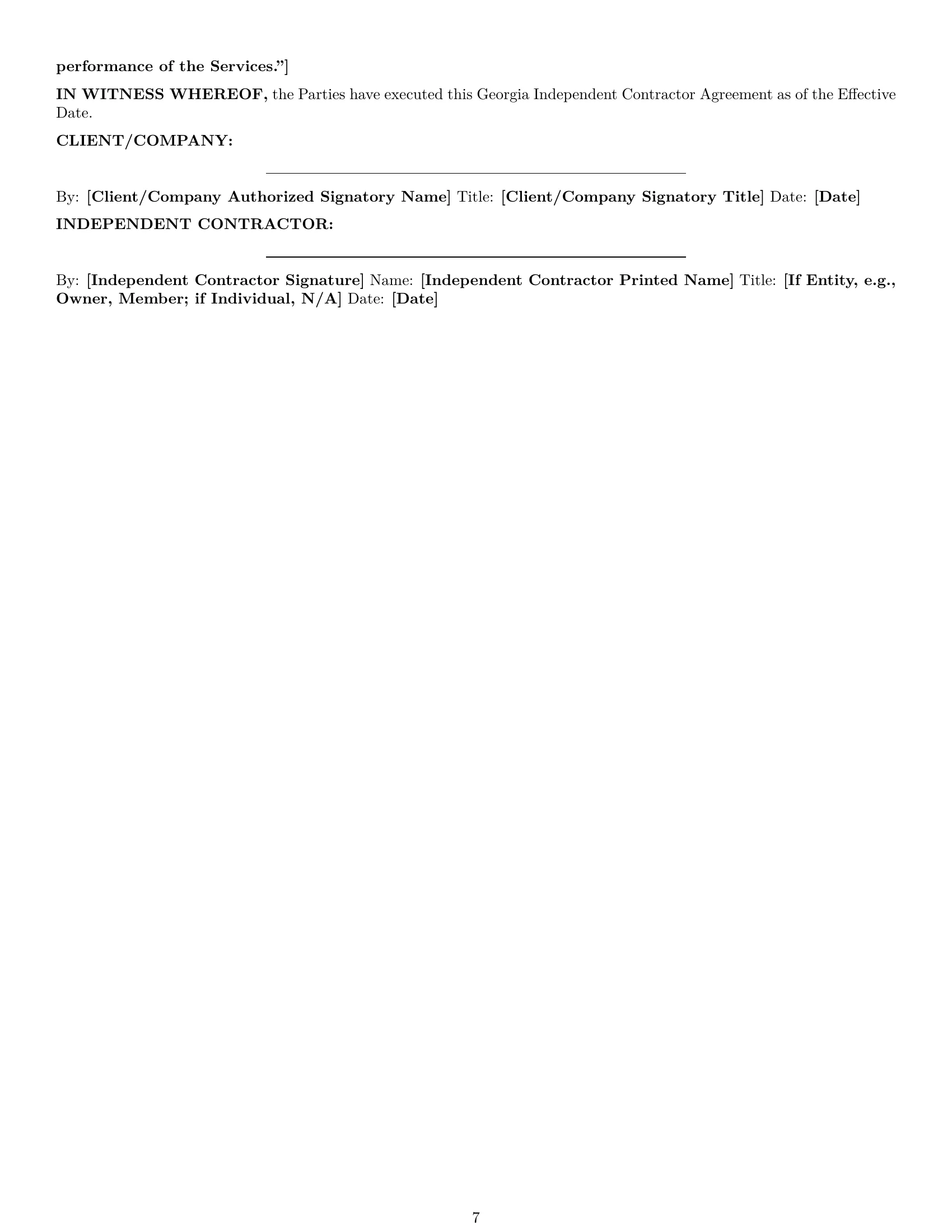 Preview page 7 of Pro Georgia independent contractor agreement template