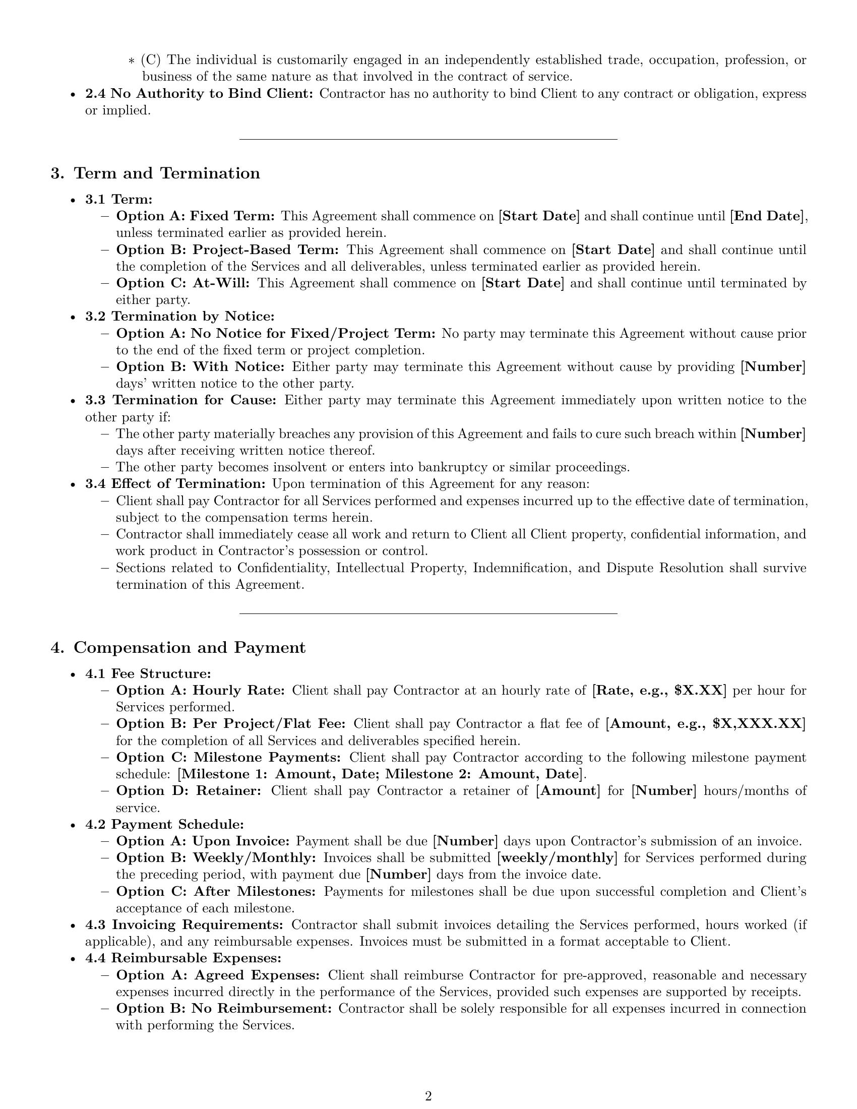 Preview page 2 of Pro Hawaii independent contractor agreement template
