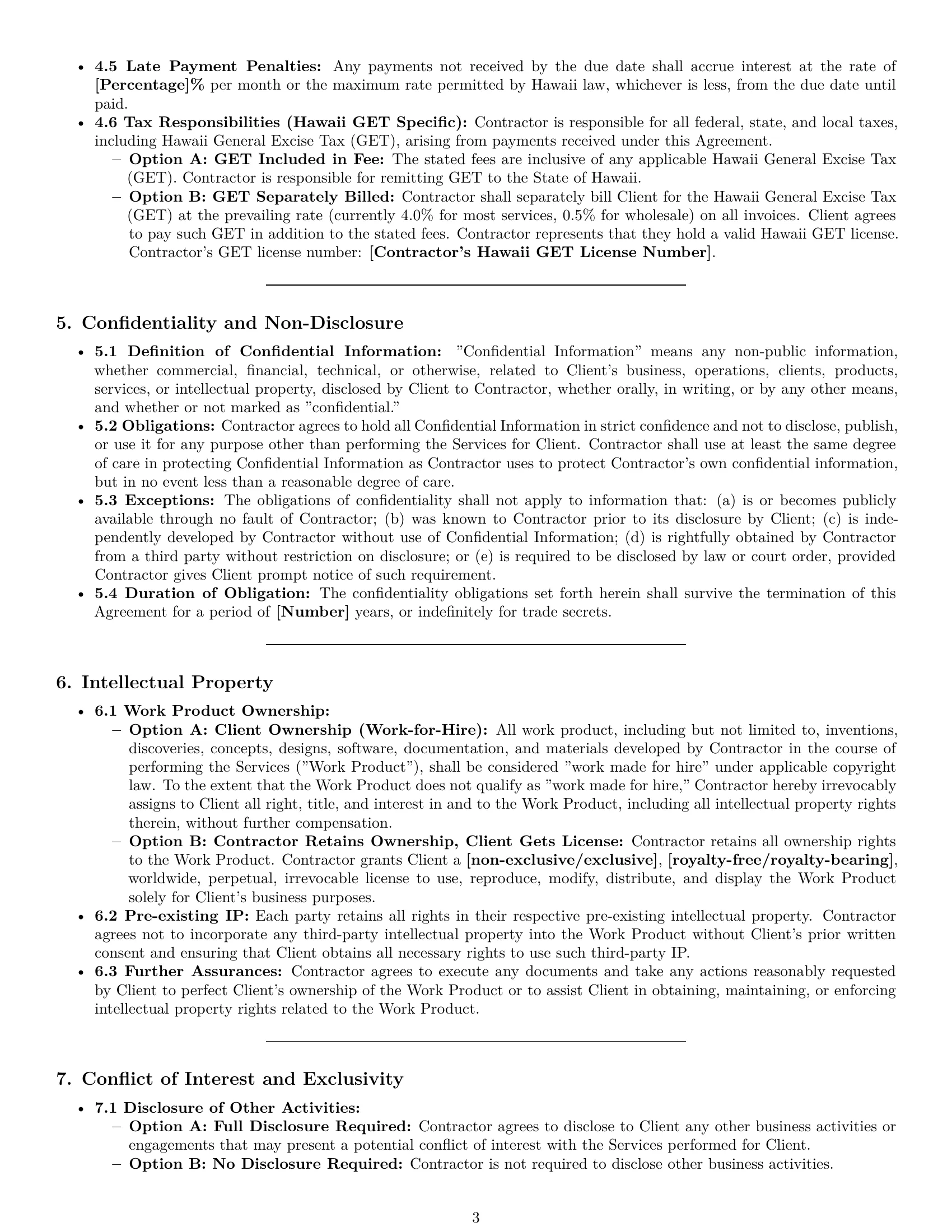 Preview page 3 of Pro Hawaii independent contractor agreement template