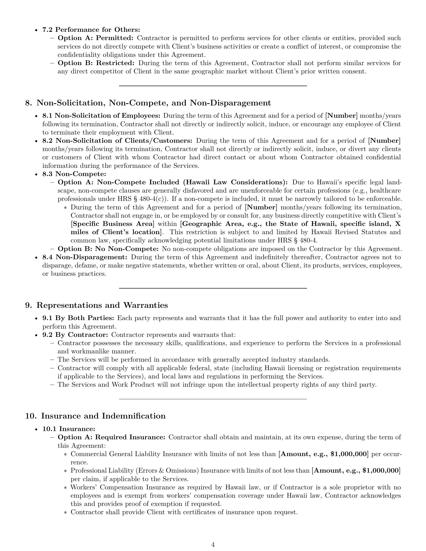 Preview page 4 of Pro Hawaii independent contractor agreement template