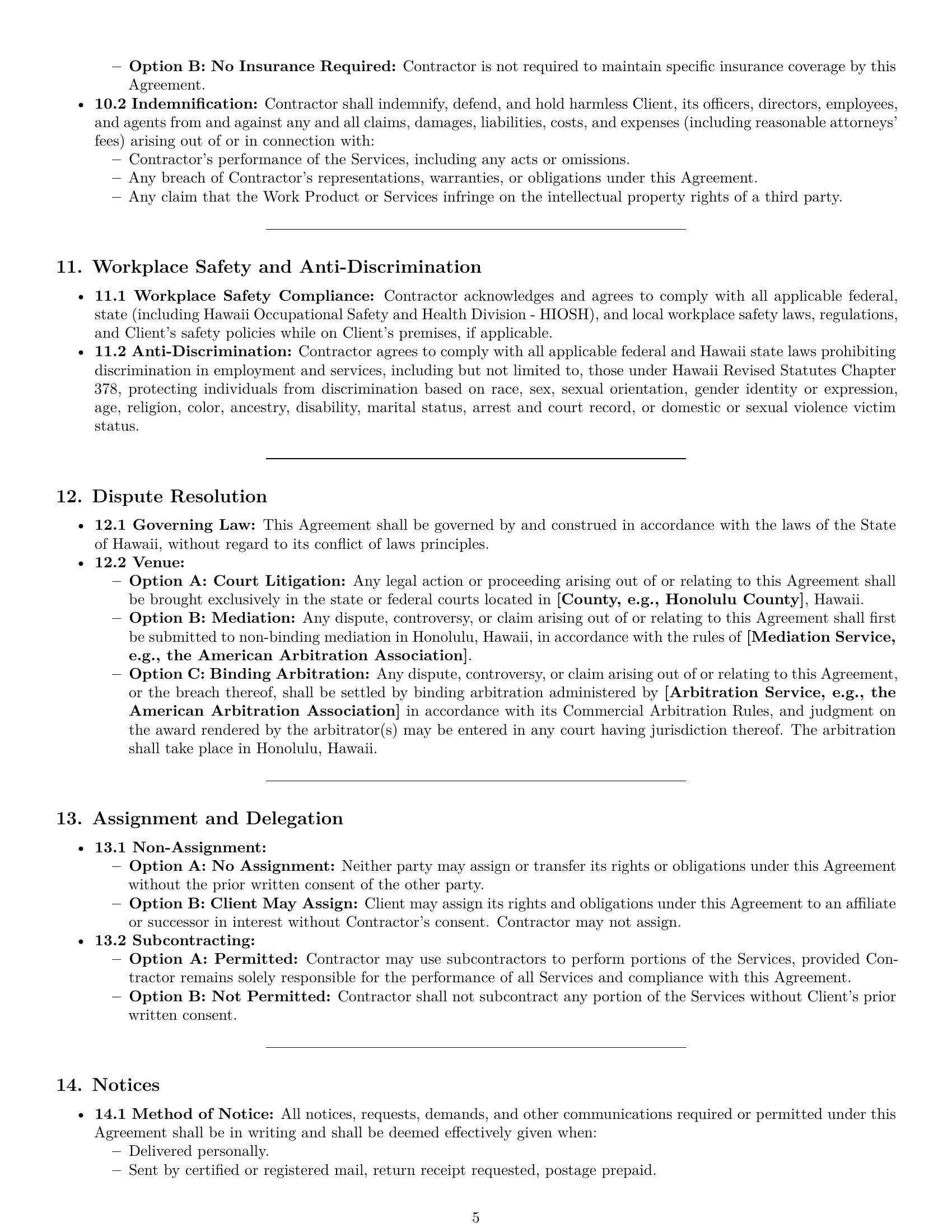 Preview page 5 of Pro Hawaii independent contractor agreement template