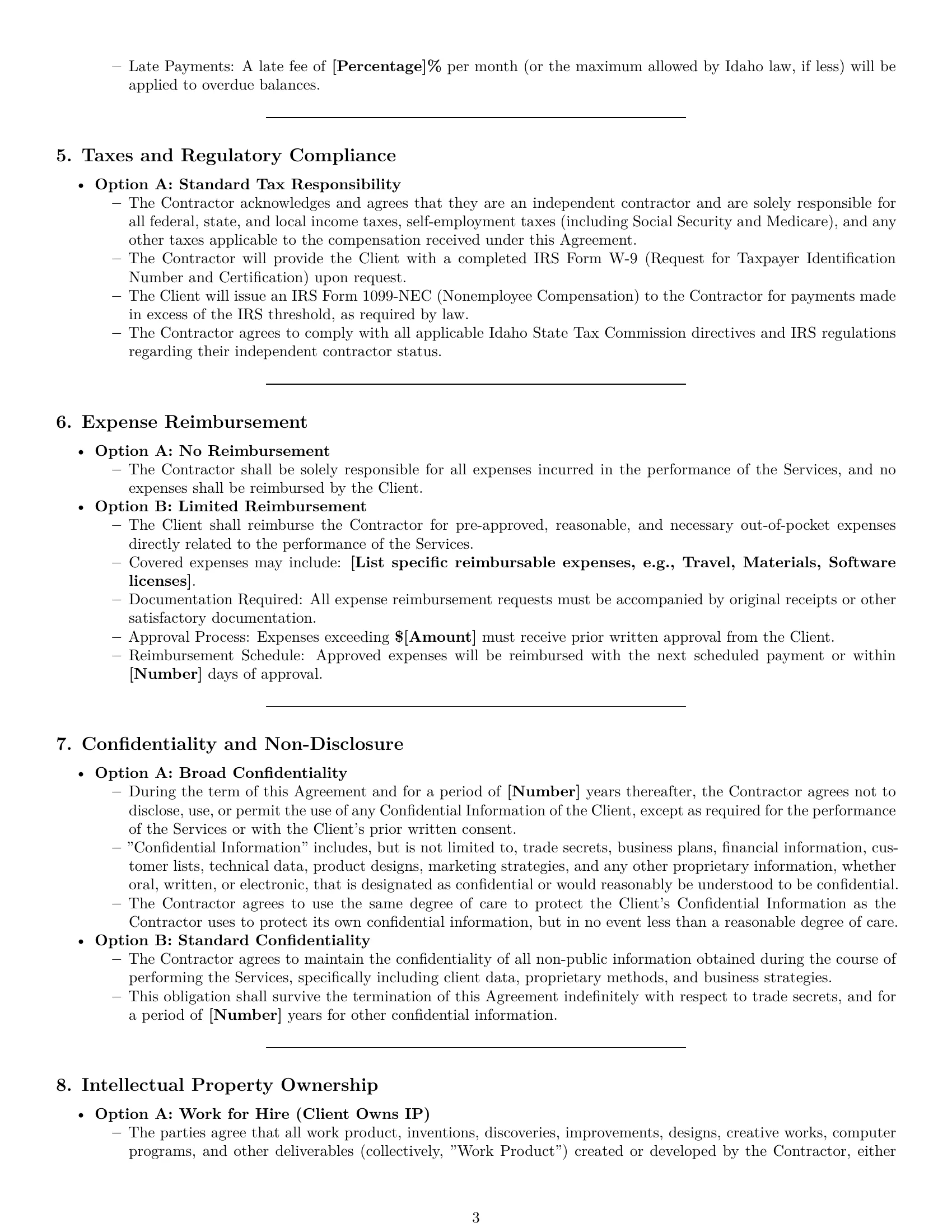 Preview page 3 of Pro Idaho independent contractor agreement template